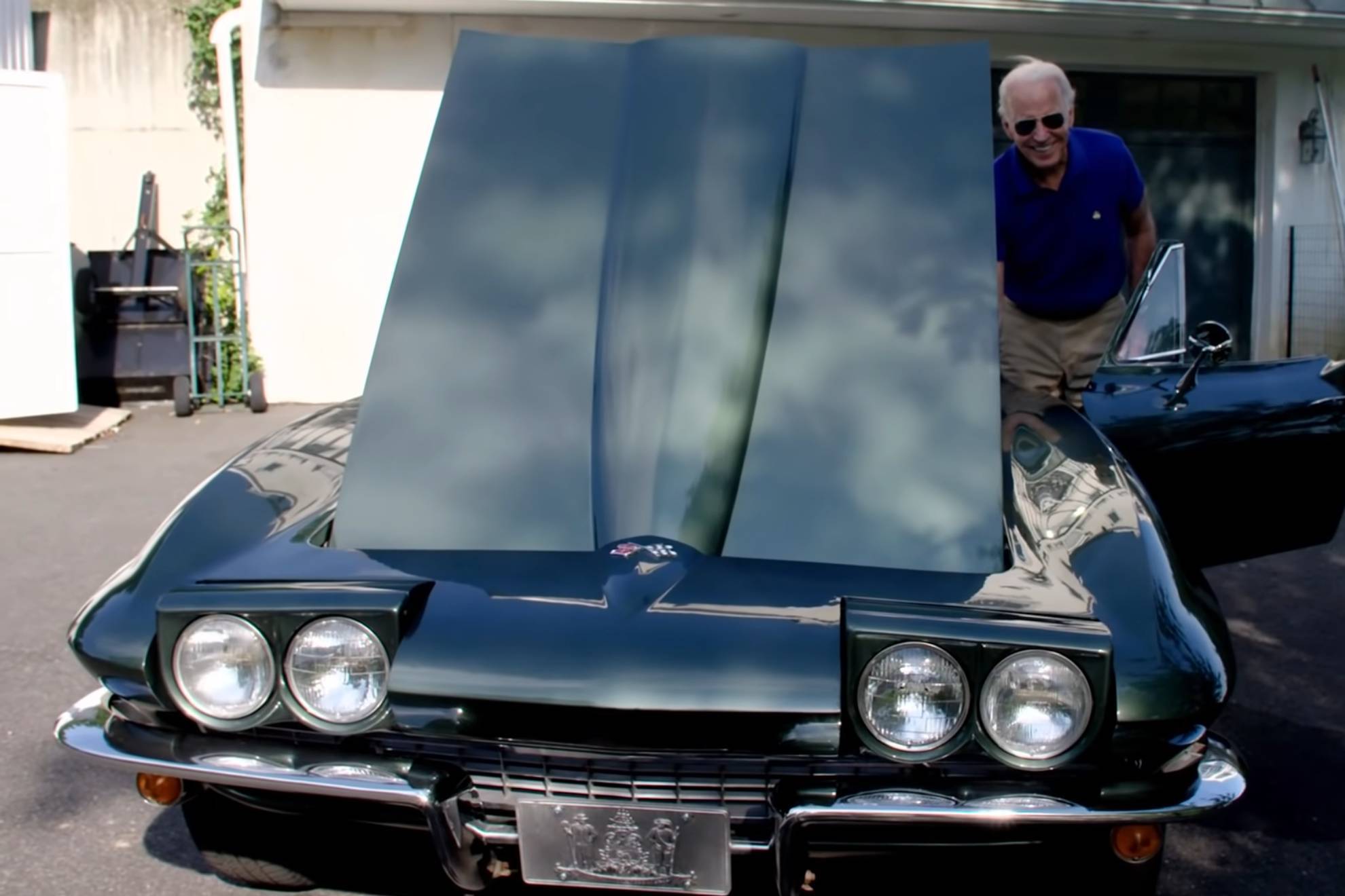 American President Joe Biden with his 'famous' Corvette.