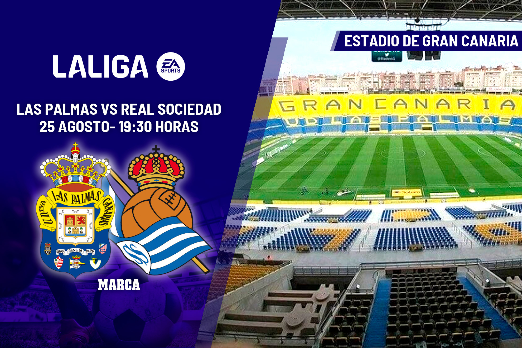 Las Palmas - Real Sociedad: horario y dnde ver en TV hoy el partido de la jornada 3 de LaLiga EA Sports