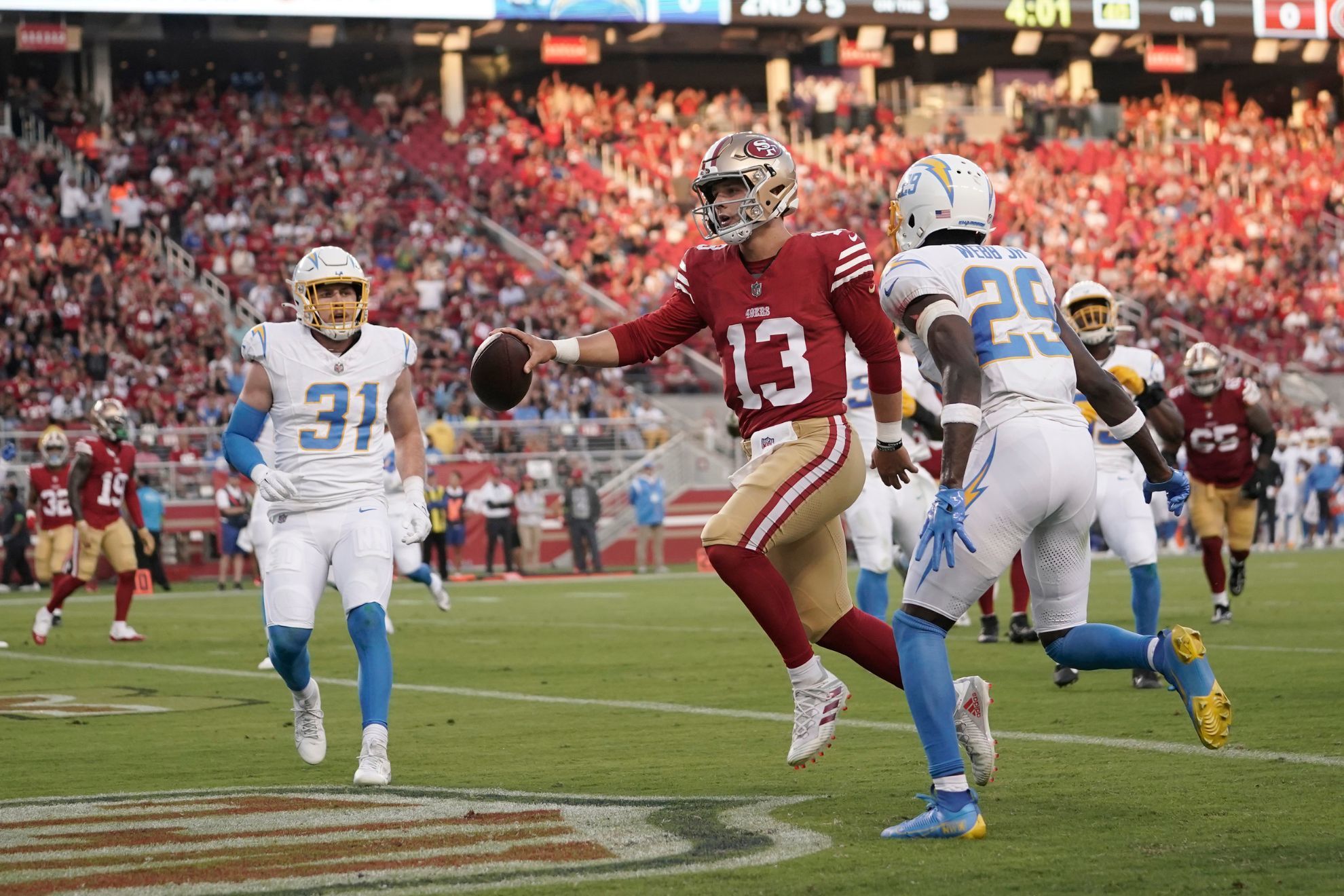 Brock Purdy proves his worth as 49ers QB with rushing TD after Trey Lance trade