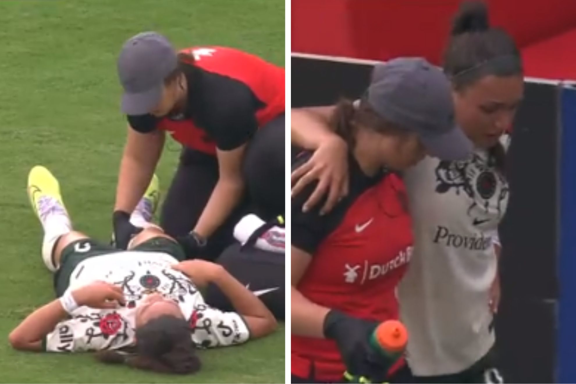 Sophia Smith in tears as she limps off field with apparent right knee injury
