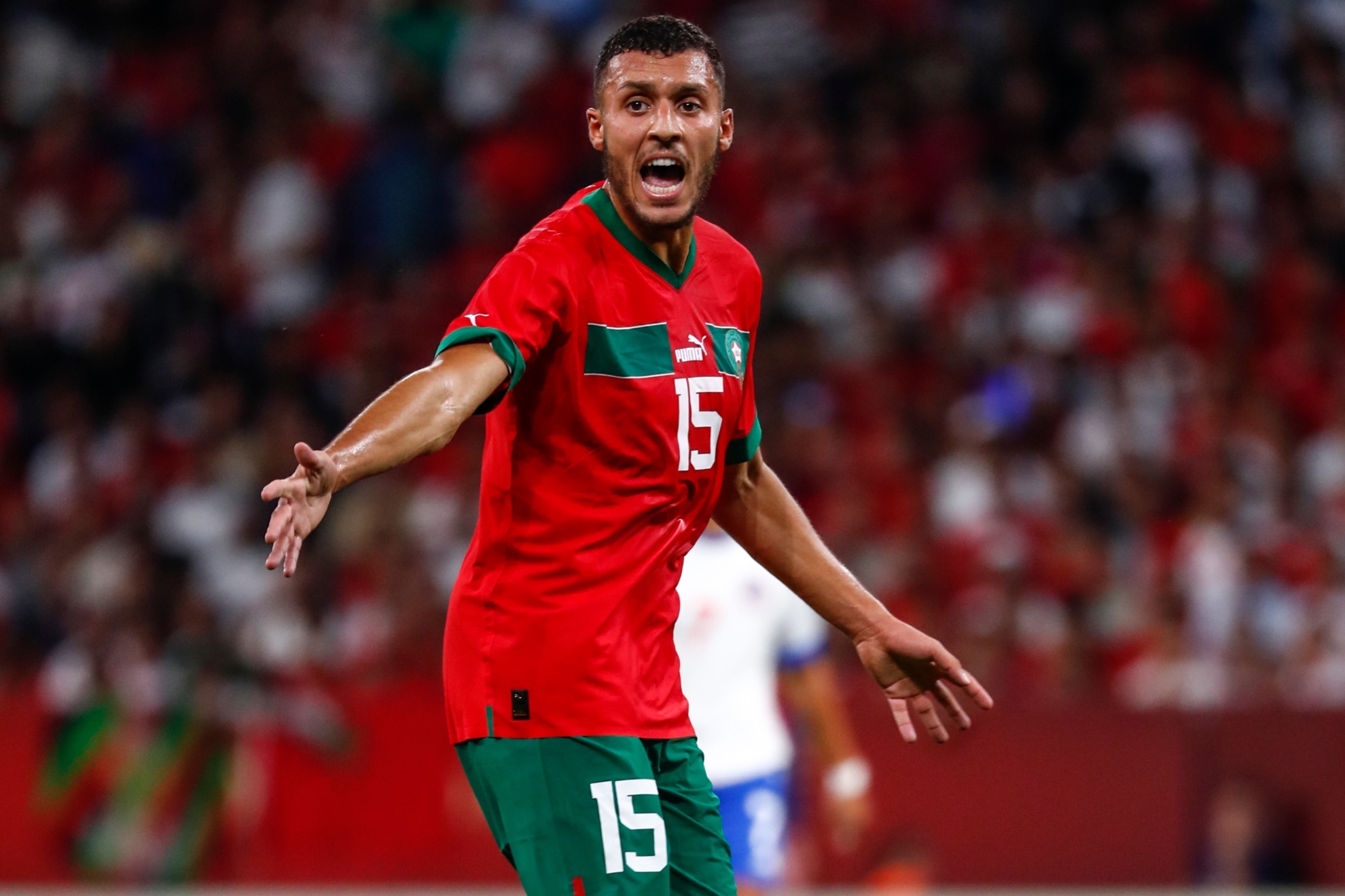 Amallah, en un partido con Marruecos durante el último Mundial.