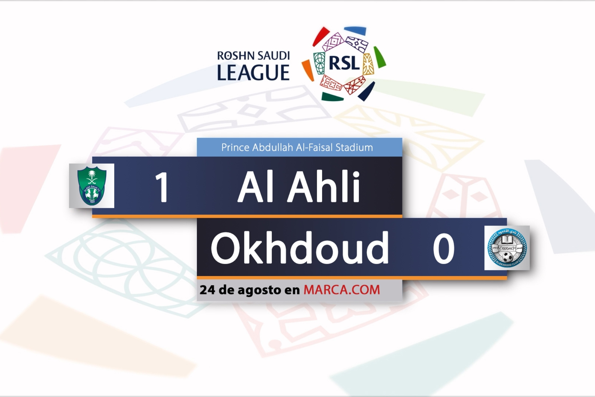 Al Ahli vs Al Okhdoud - Ver online y gratis el partido de la Saudi Pro League (24/08/23)