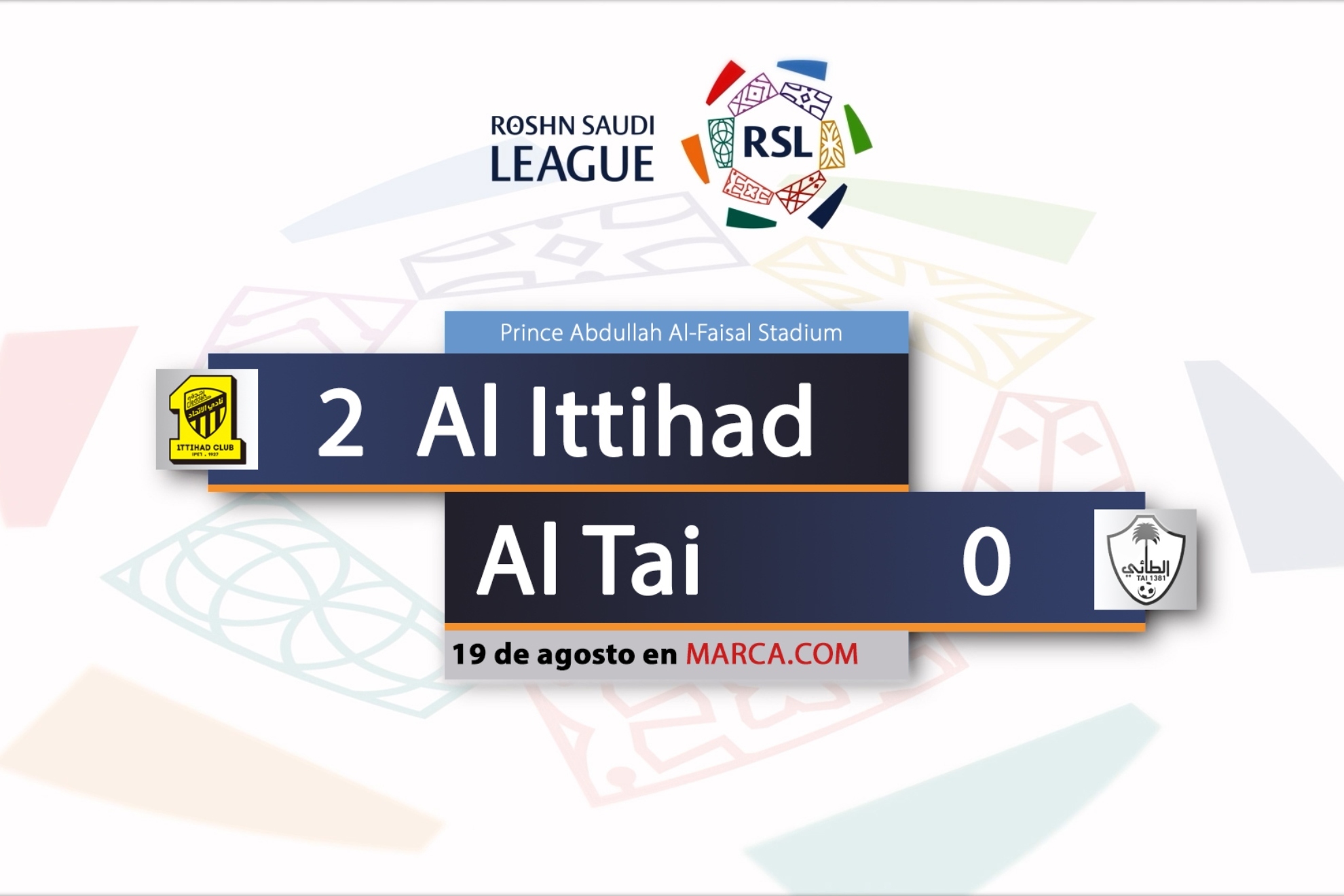 Al Ittihad vs Al Tai - Ver online y gratis el partido de la Saudi Pro League (19/08/23)