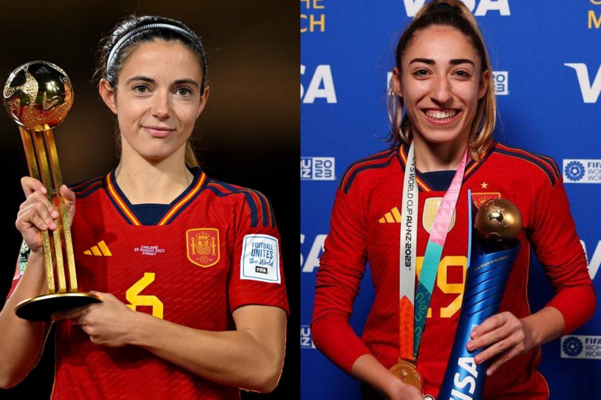 Aitana Bonmatí y Olga Carmona posan con sus MVPS's del Mundial / FIFA