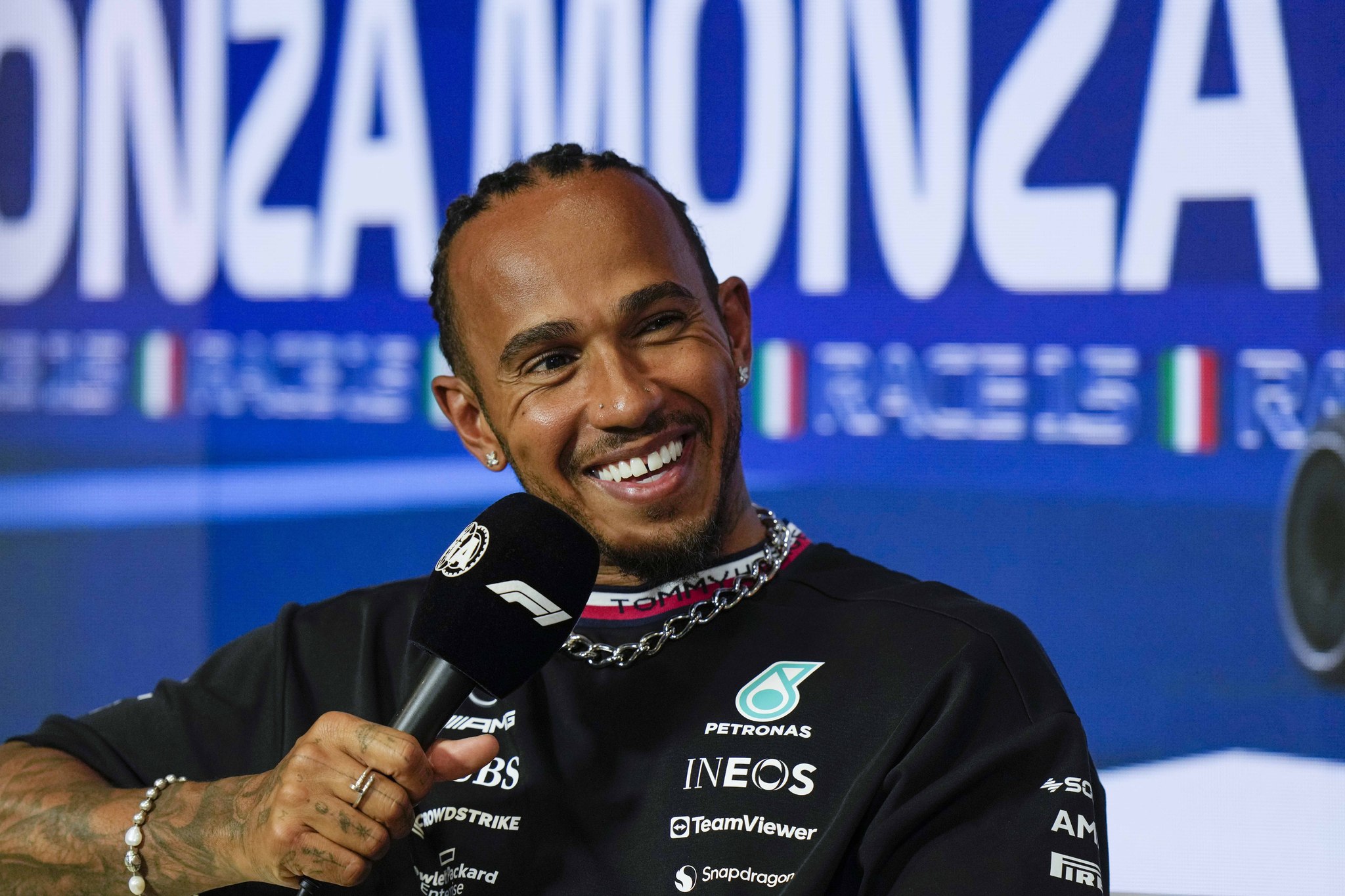 Lewis Hamilton durante la conferencia de prensa previa al GP de Italia