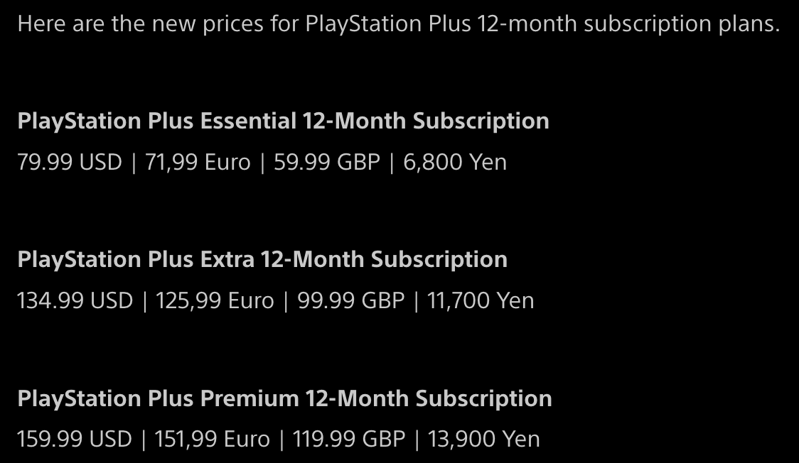 September is the bearer of bad news as Sony PlayStation Plus price  increases