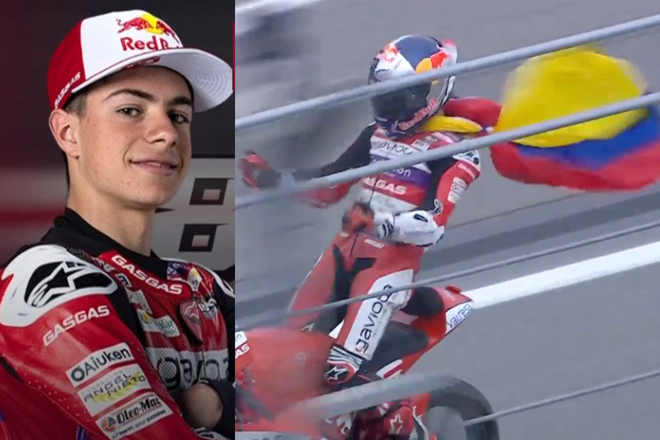 Emocionante celebración de David Alonso: triunfo impresionante del colombiano en Moto3 ¡en la última curva!