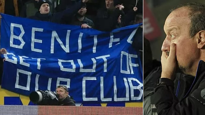 Los aficionados del Everton no querían a Rafa Benítez por ser una leyenda del Liverpool.