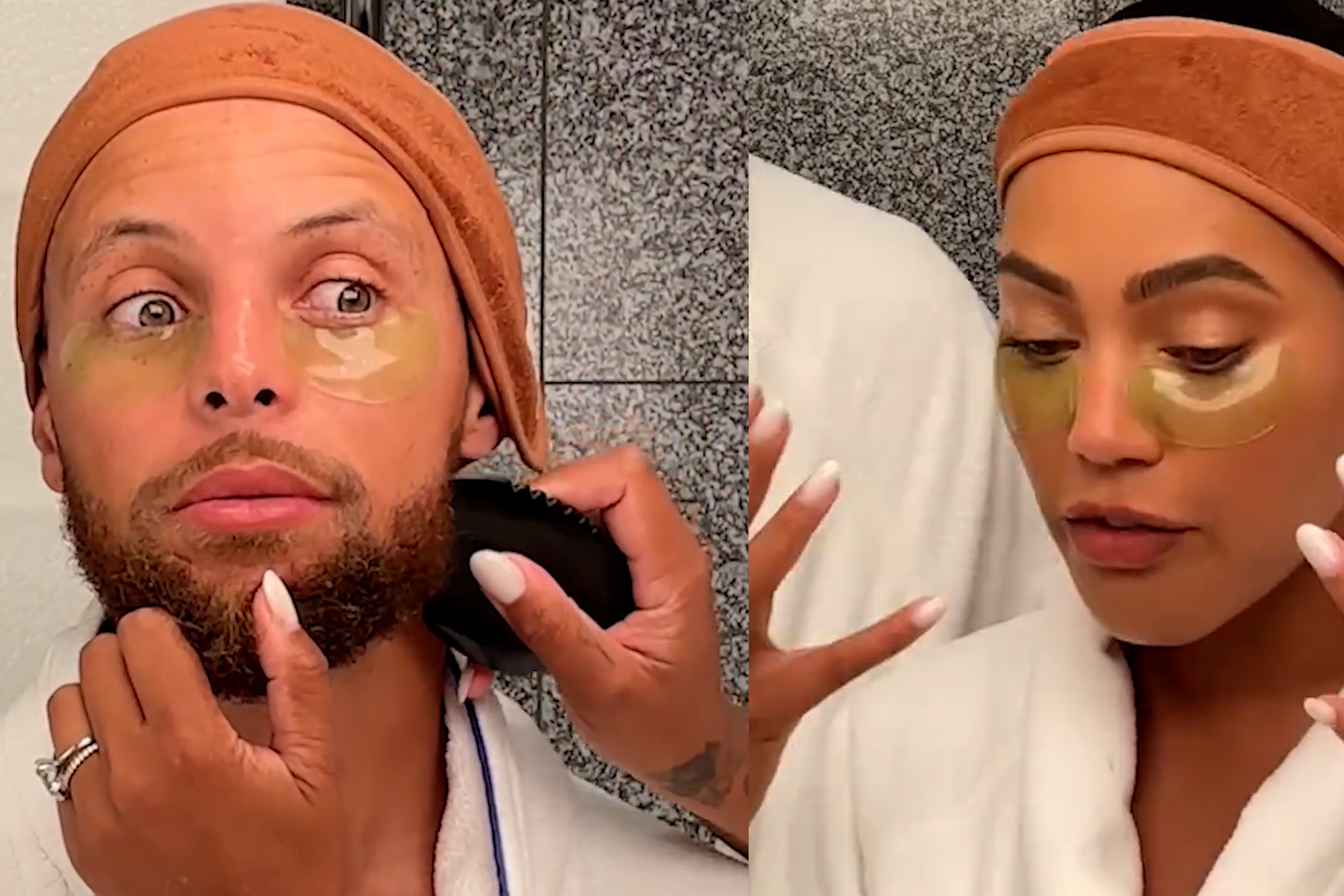 Ayesha and Steph Curry funny video of their beauty routine