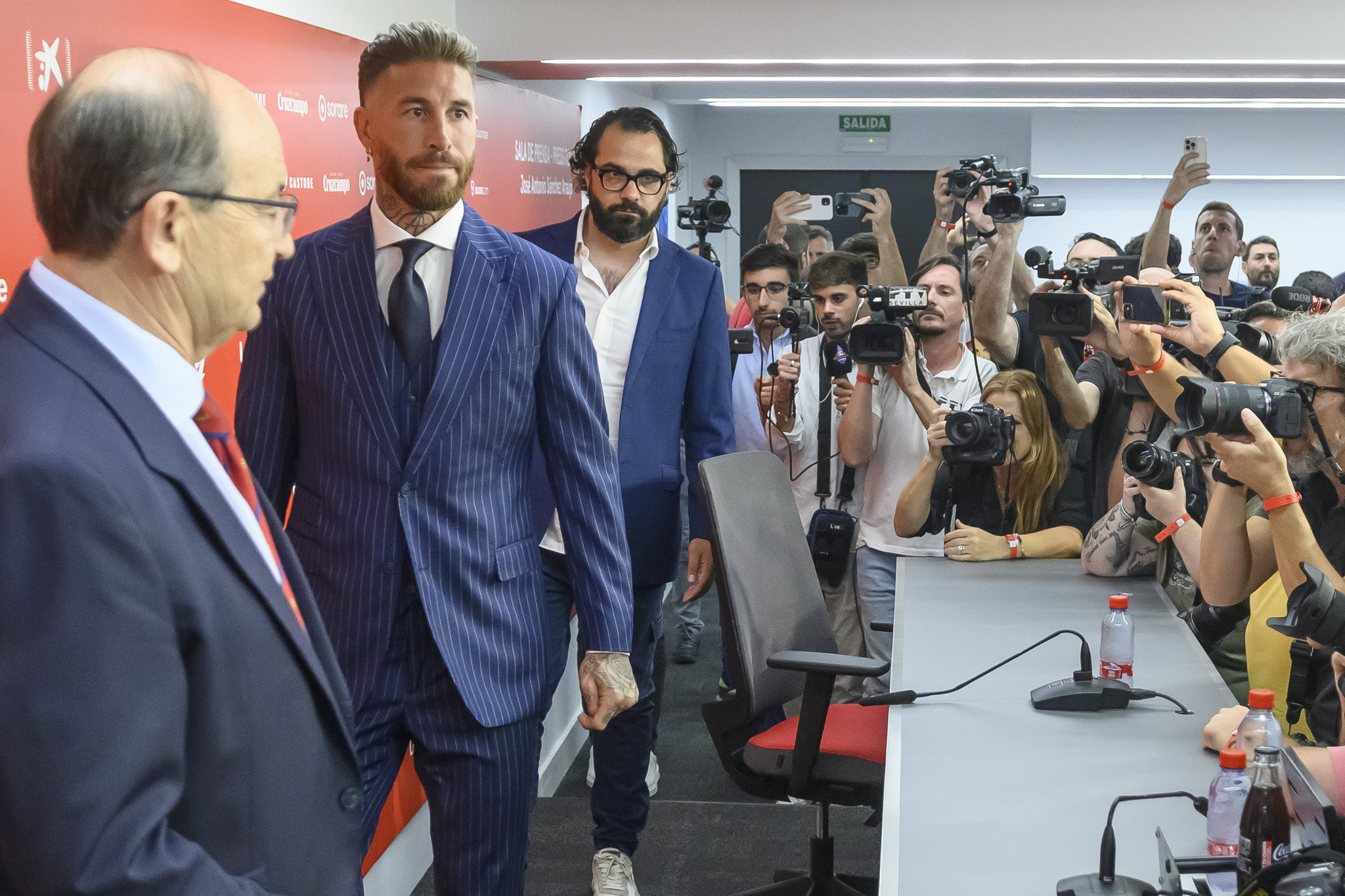 Ramos, a su llegada a la rueda de prensa
