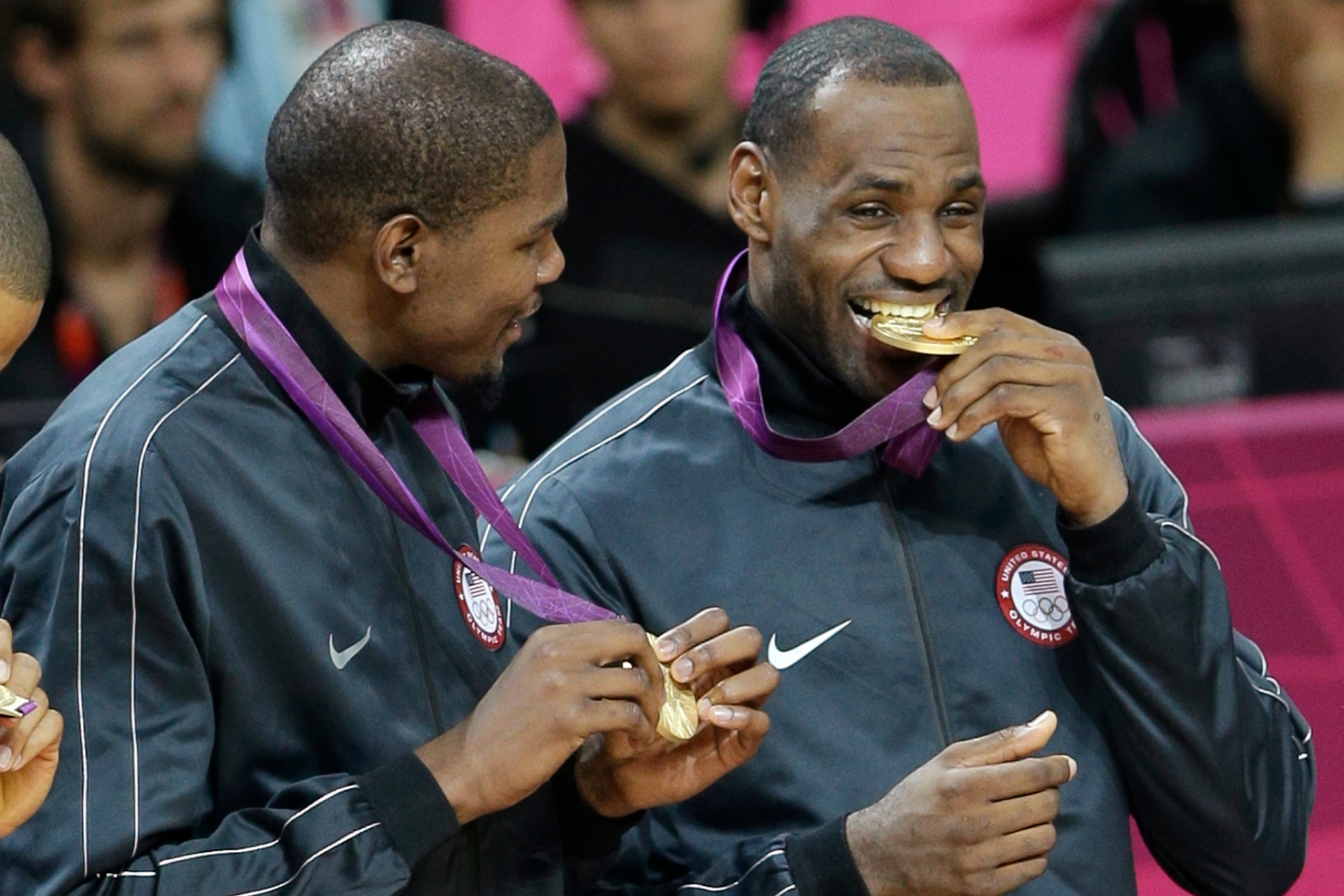 LeBron James and Kevin Durant after winning Olympic Gold