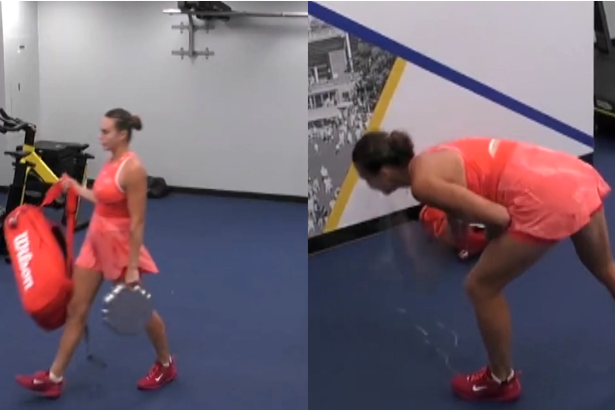 Sabalenka takes out her US final loss fury on racket... violently destroys it in the gym