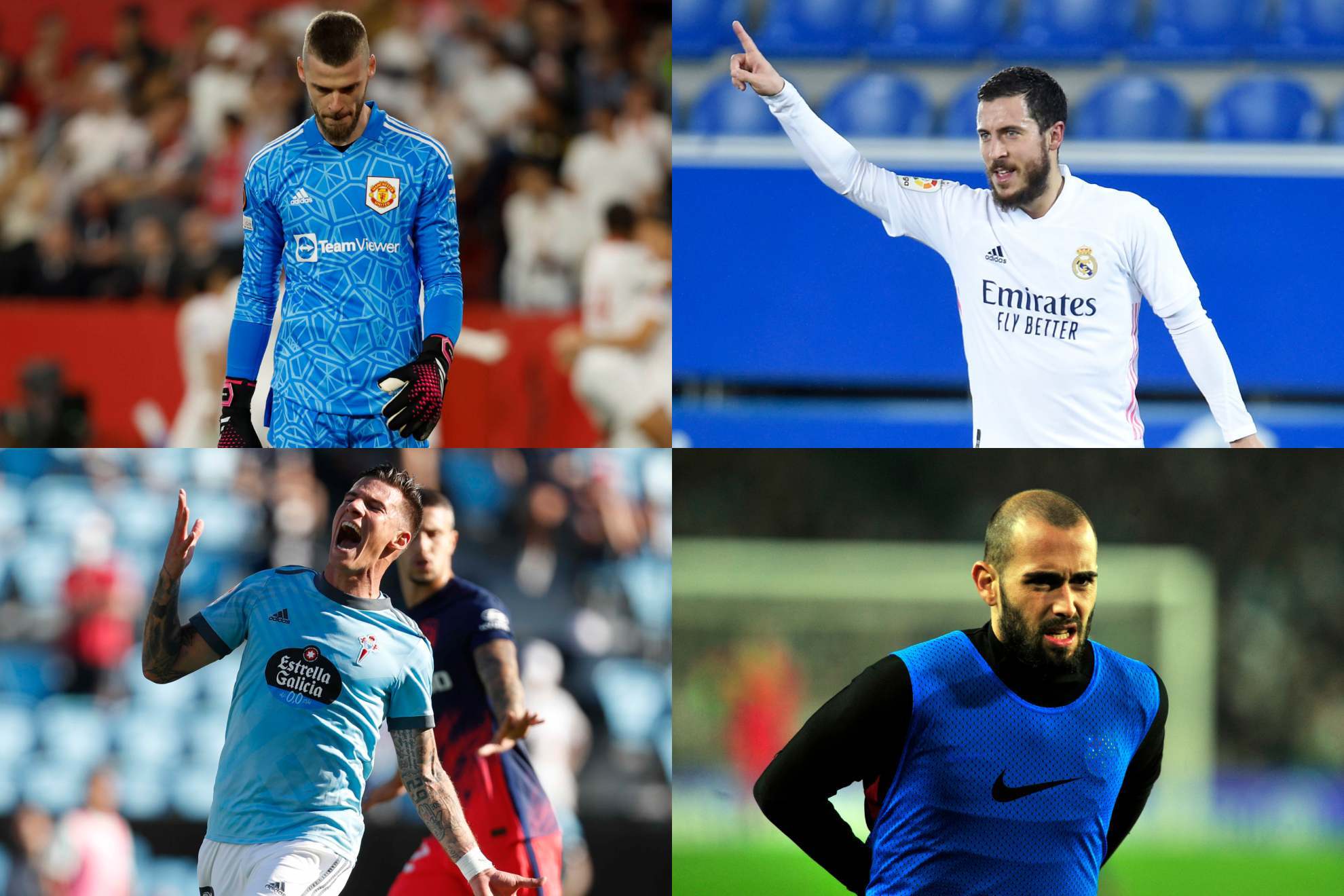 David de Gea, Eden Hazard, Santi Mina y Aleix Vidal son algunos de los nombres más destacados que aún continúan sin econtrar equipo. Al tratarse de agentes libres, podrían fichar por un nuevo club en cualquier momento.