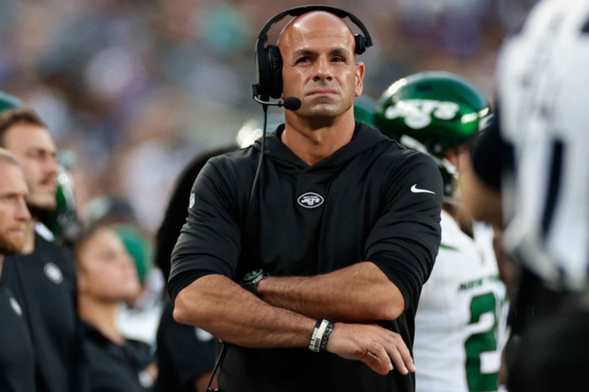 Jets coach Robert Saleh spoke to the media on Tuesday after losing Aaron Rodgers for the season