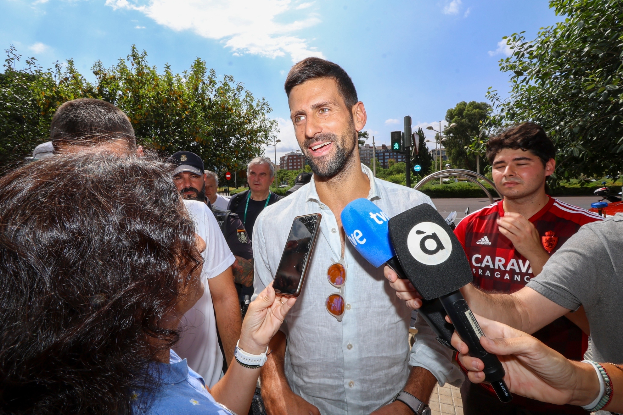 Djokovic, a su llegada al hotel en Valencia