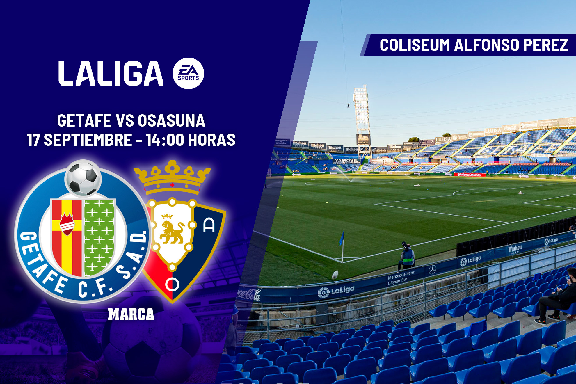 Getafe - Osasuna: horario y dónde ver en TV hoy el partido de la jornada 5 de LaLiga EA Sports