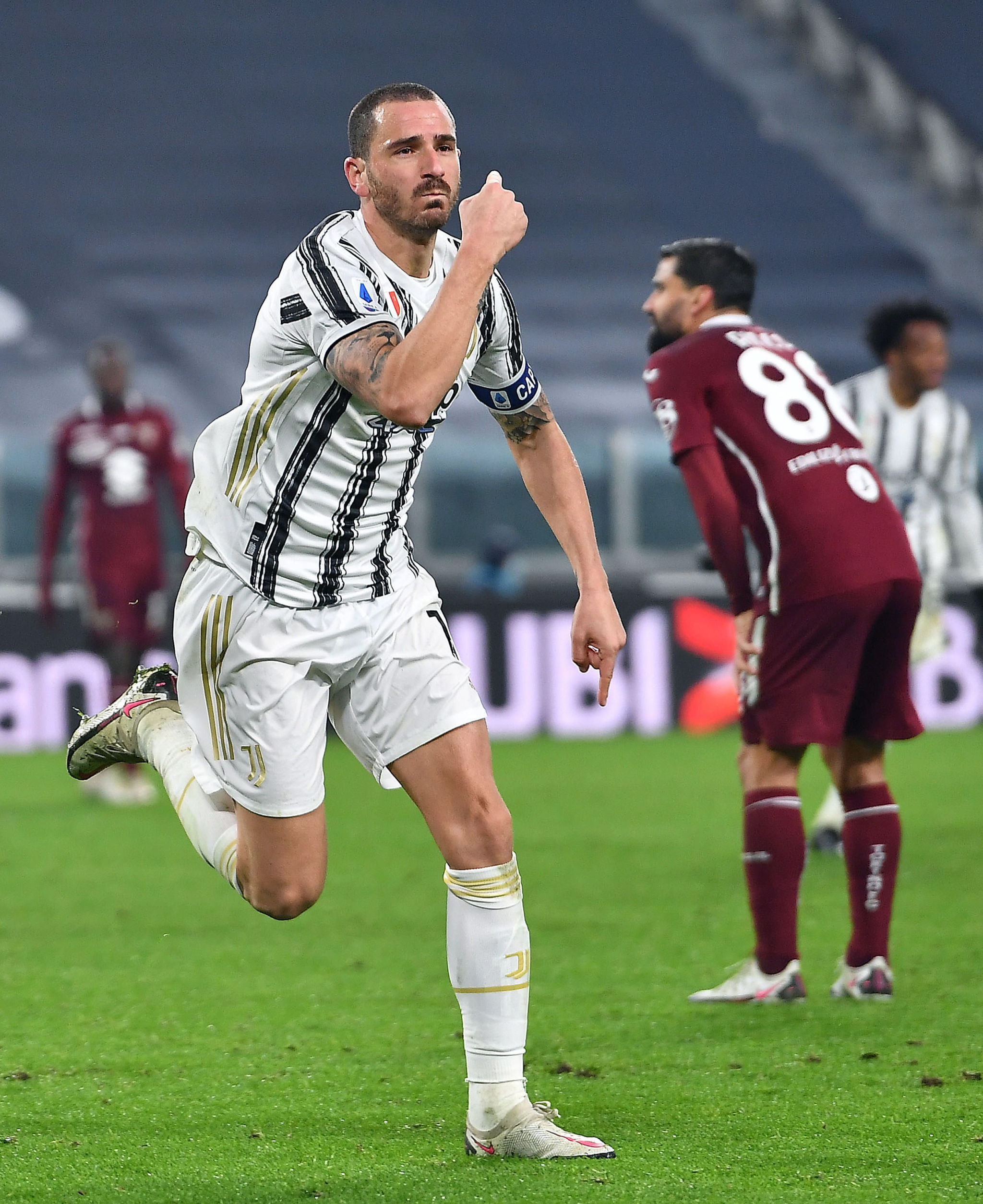 Bonucci celebra un gol con la Juventus.