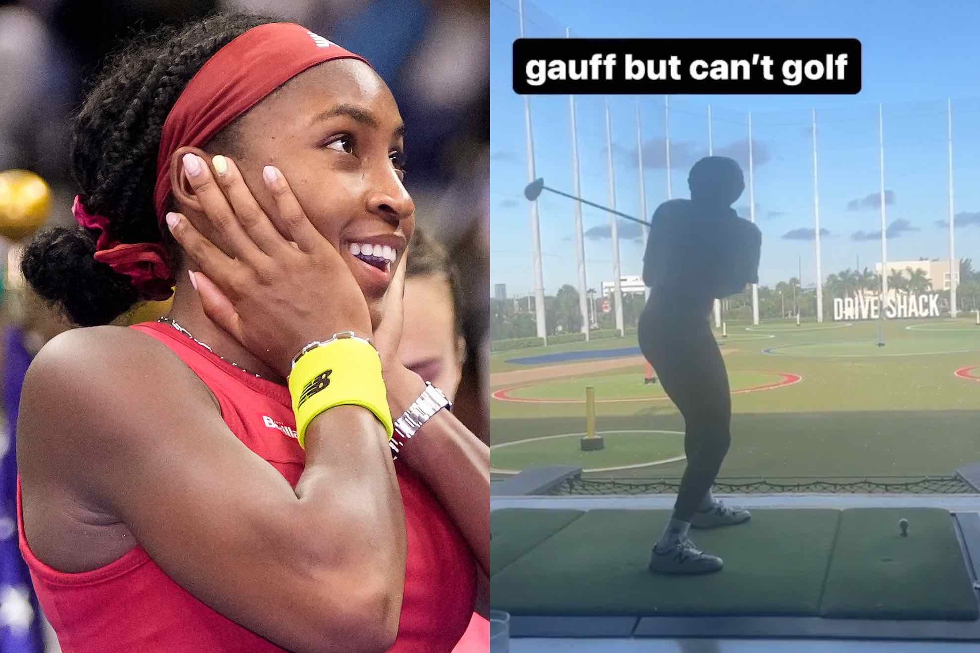 Coco Gauff struggles at the golf course