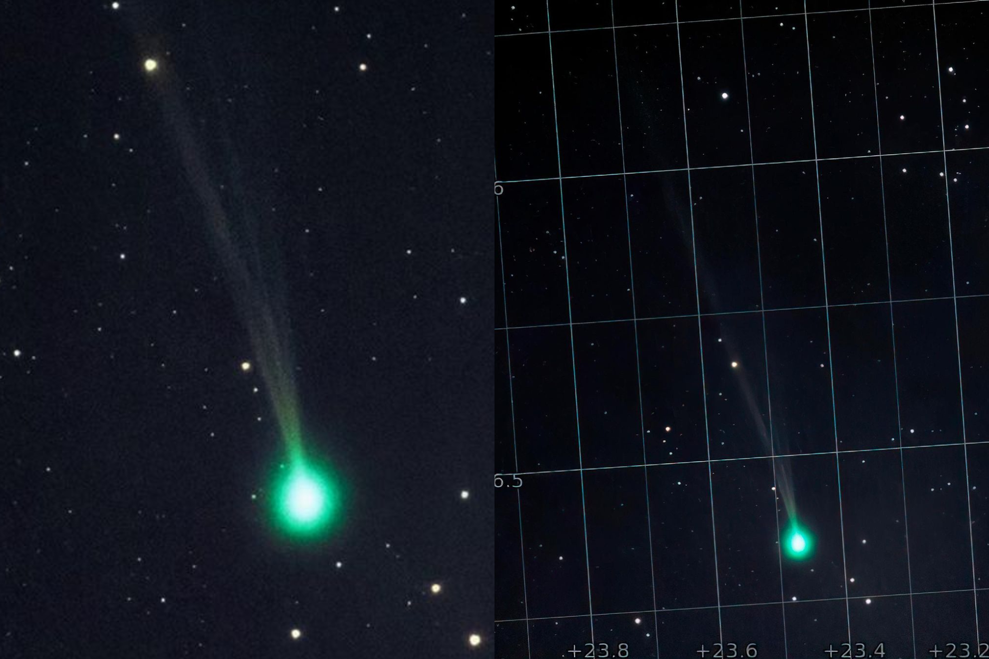 Cometa verde Nishimura captado por fotografo Carlos Castro en septiembre de 2023 (Instgaram @carloscastrofotografo)