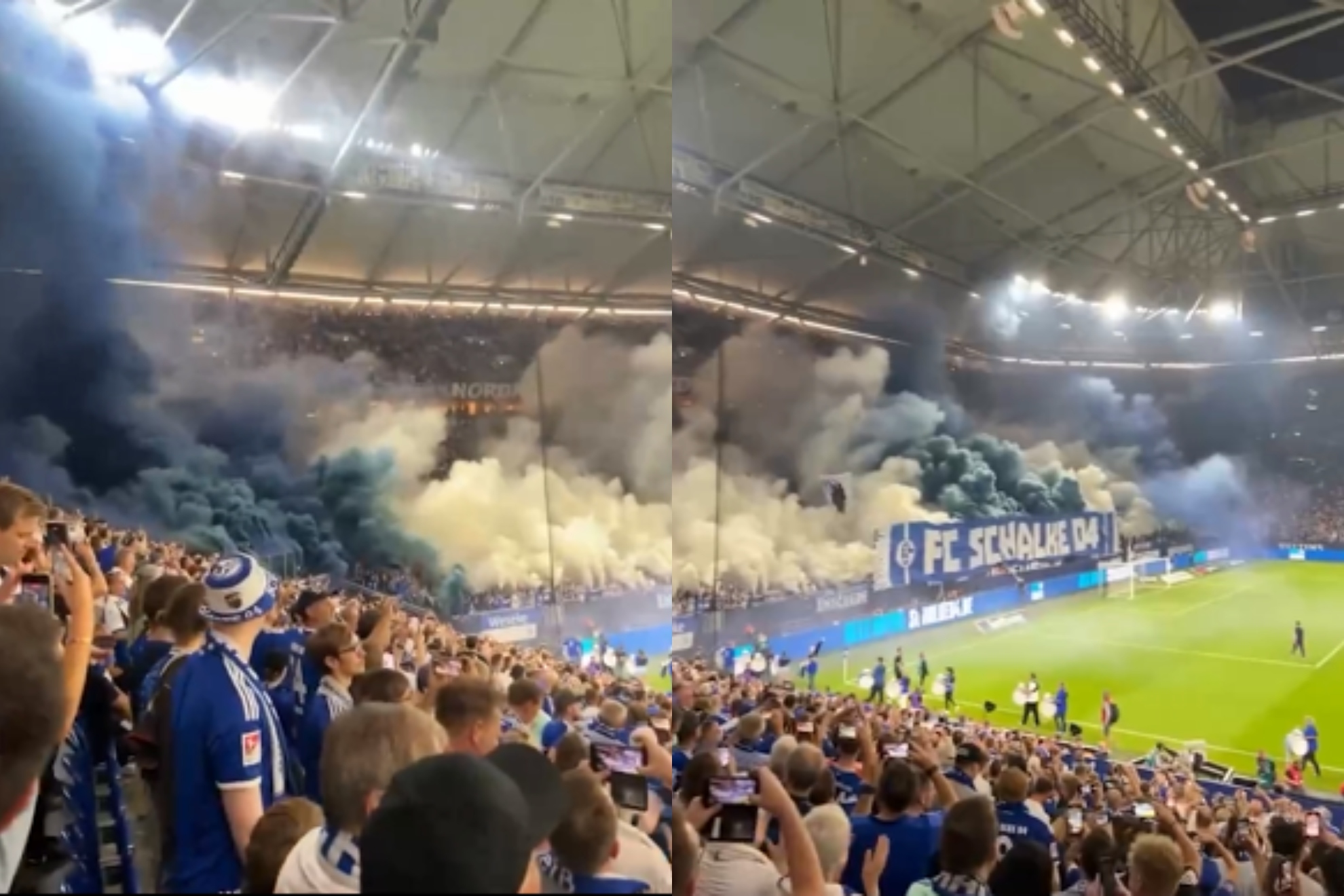 El impresionante recibimiento al Schalke, recién descendido a segunda, por su afición
