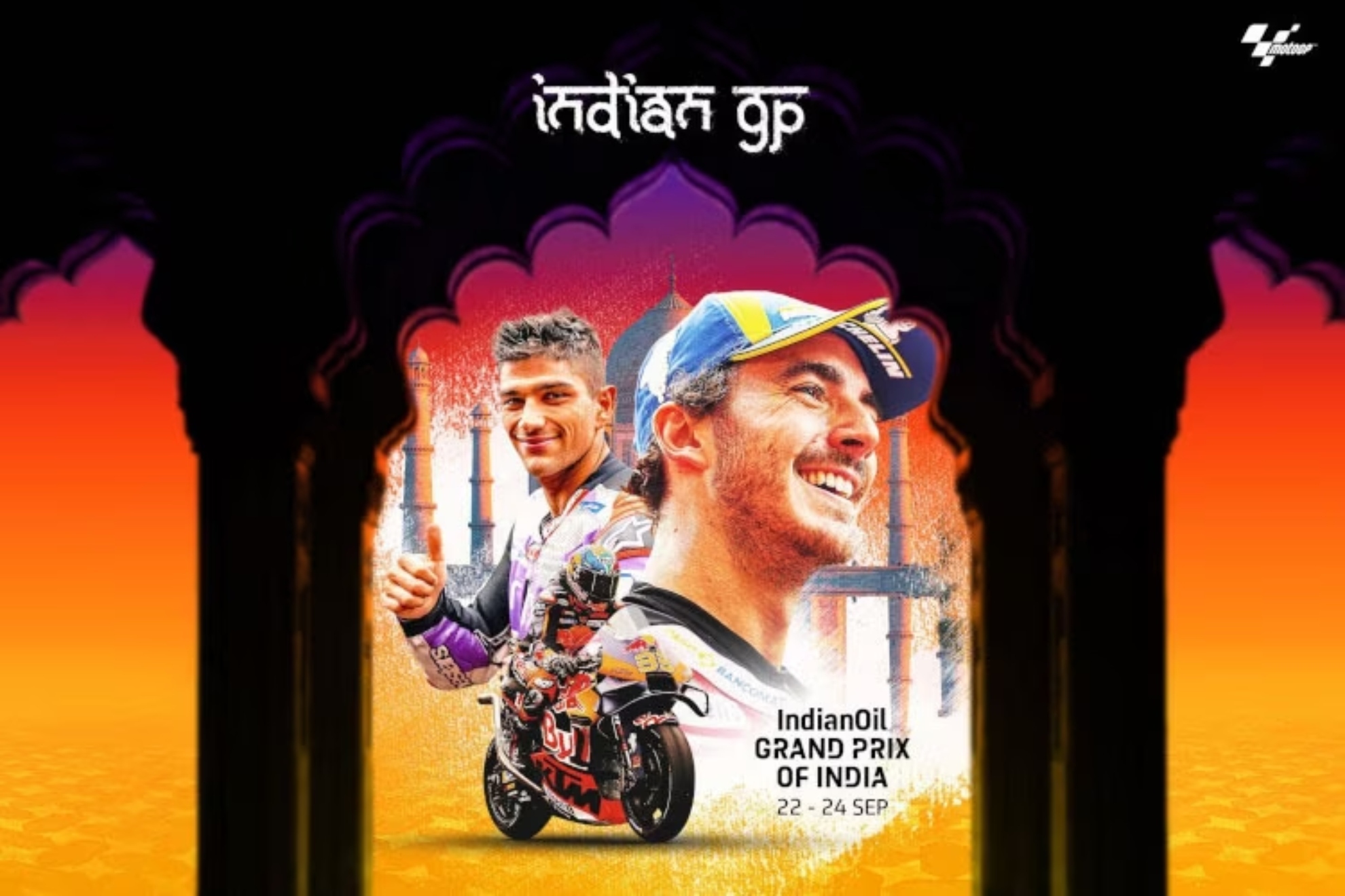 Cartel de promocin del GP de India con Bagnaia y Jorge Martn.