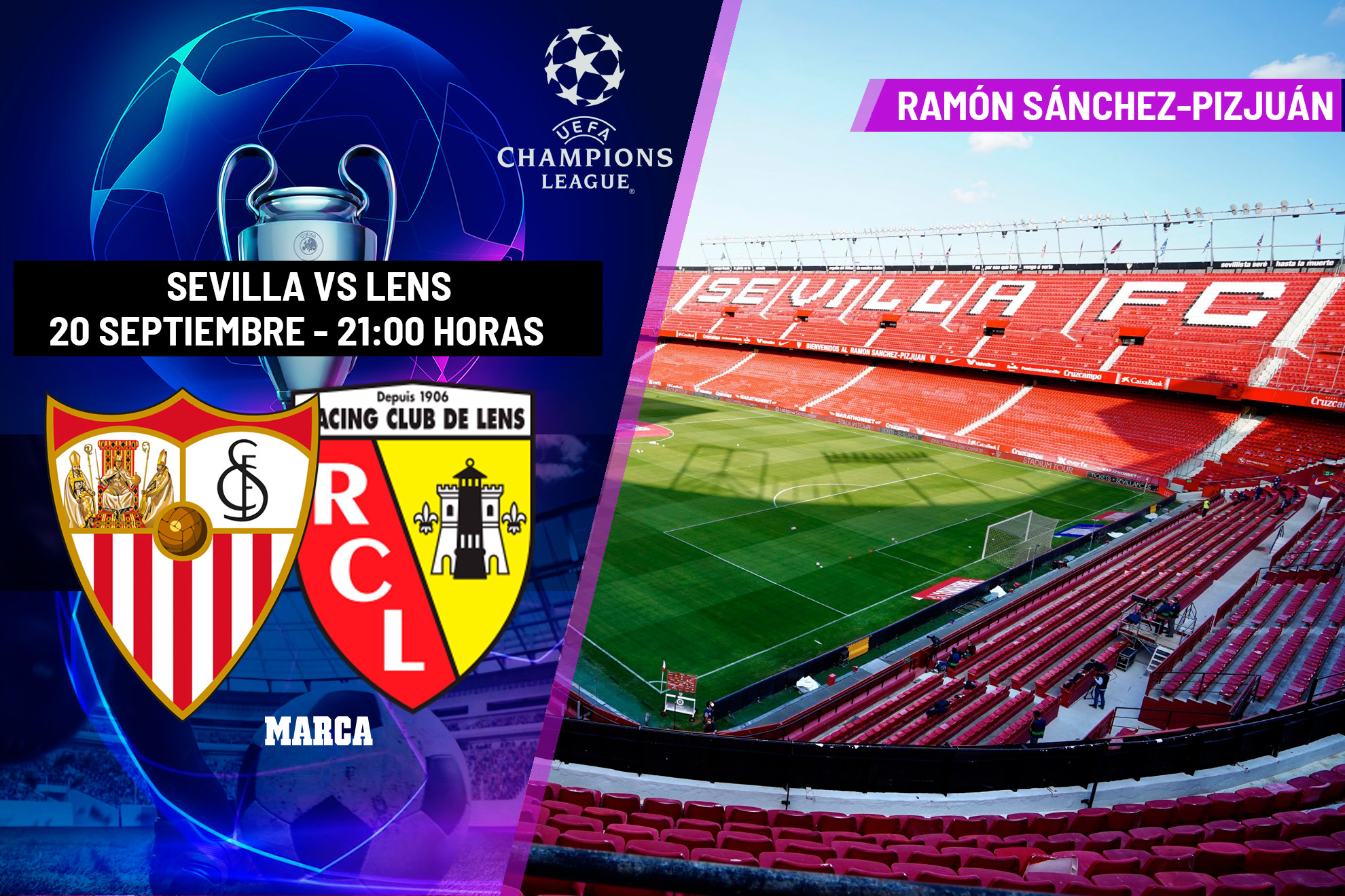 Sevilla - Lens: horario y d�nde ver en TV hoy el partido de Champions League