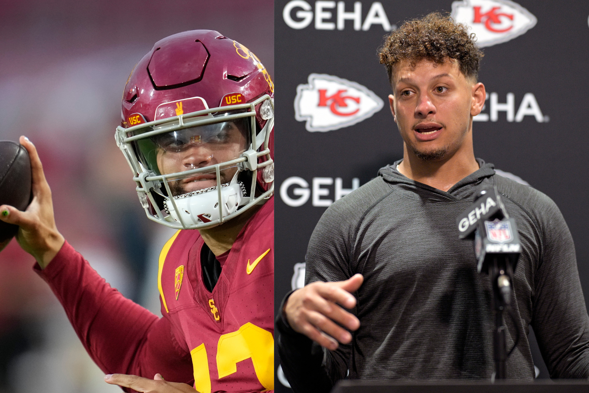 Williams (left) is expected to join Mahomes in the NFL in 2024.
