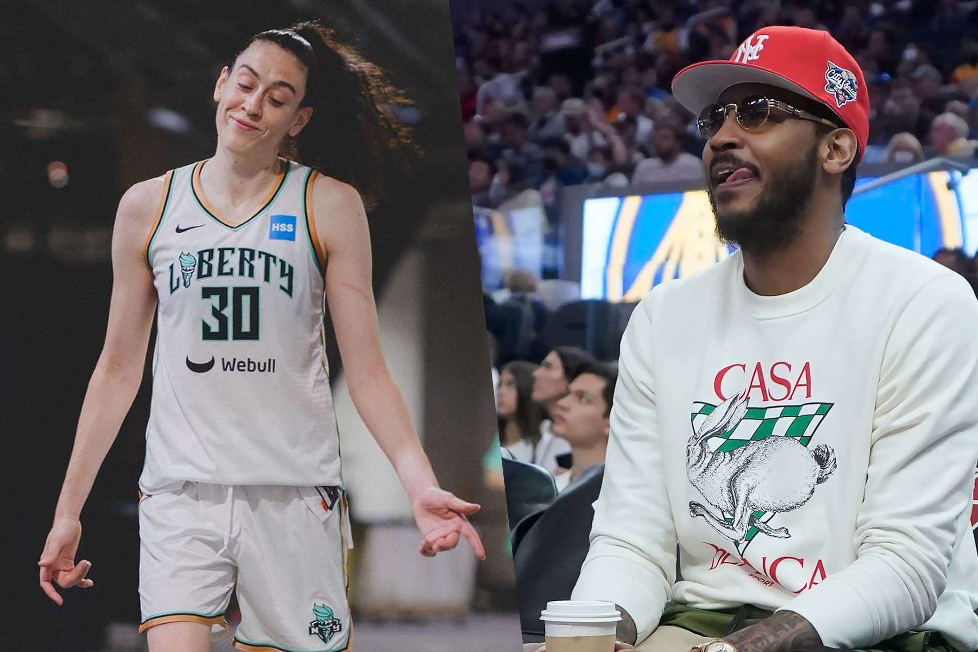 Breanna Stewart and Carmelo Anthony met after a WNBA playoff game