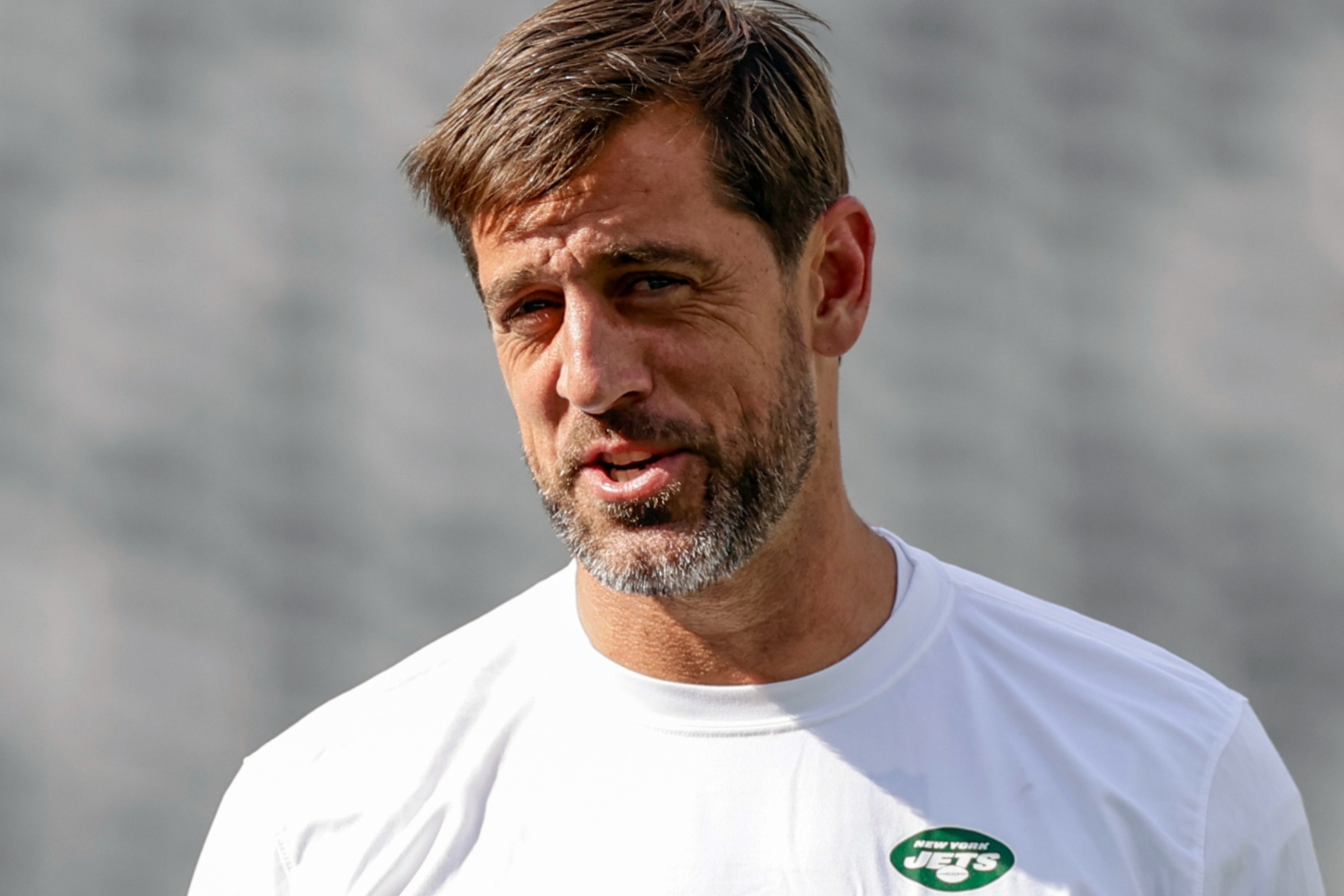 Aaron Rodgers, star quarterback of the New York Jets.