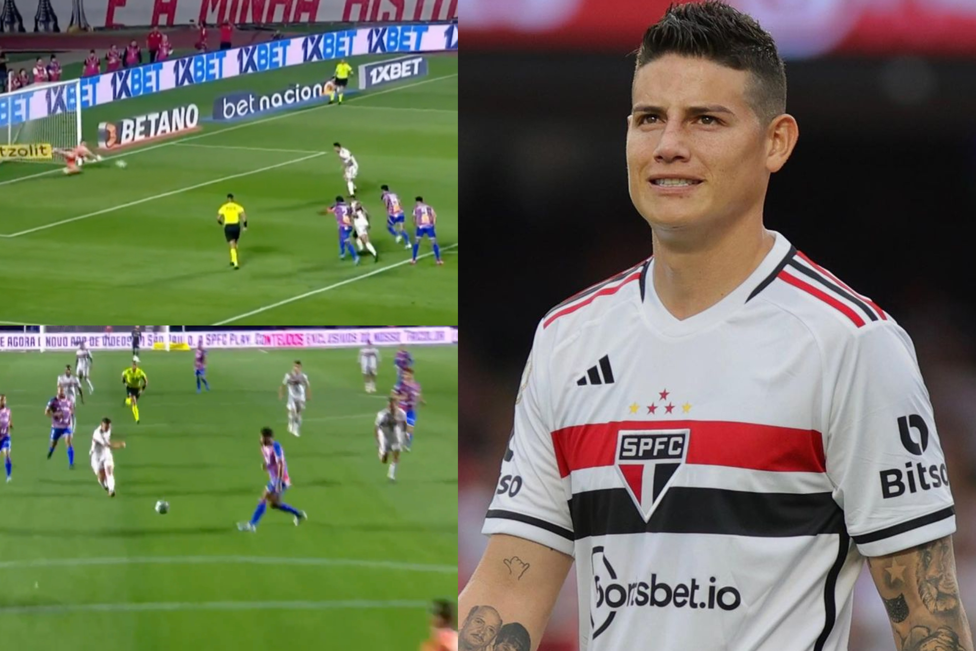 James Rodríguez hizo su primer gol en Sao Paulo, pero botó penal y su equipo perdió con Fortaleza