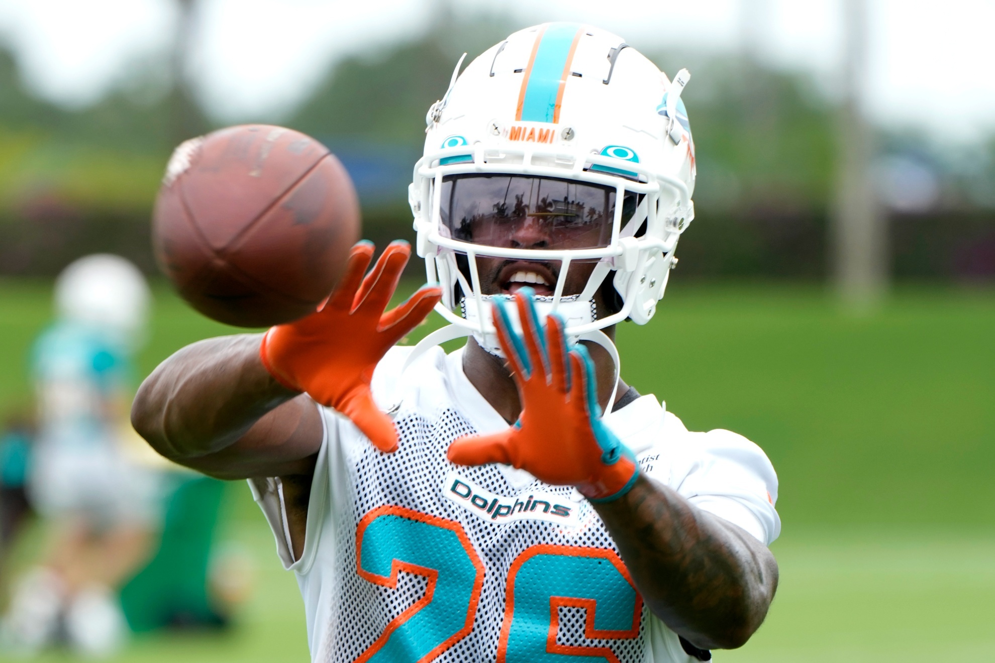 Miami Dolphins running back Salvon Ahmed.