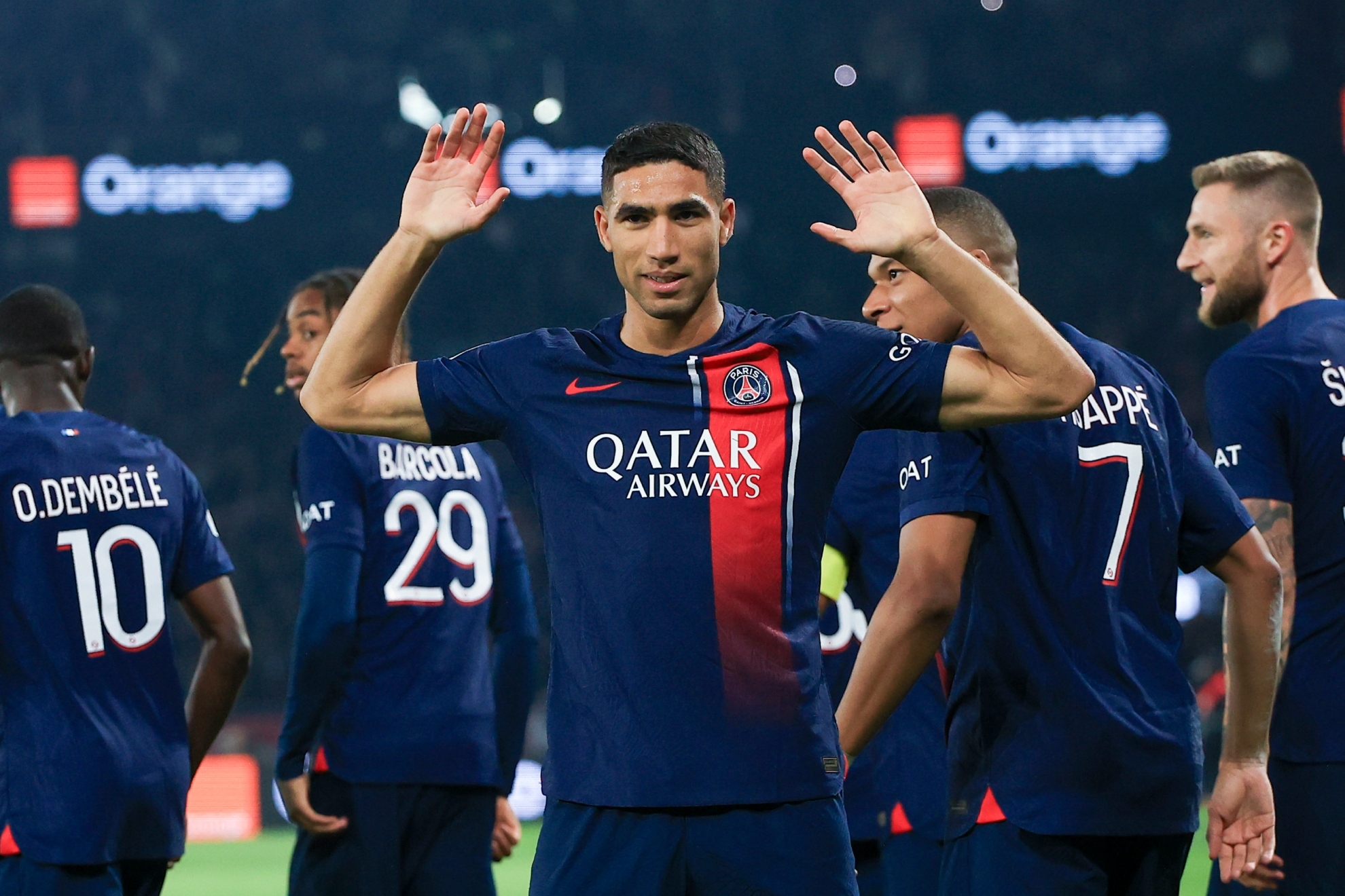 Achraf Hakimi celebra su gol contra el Olympique Marsella.