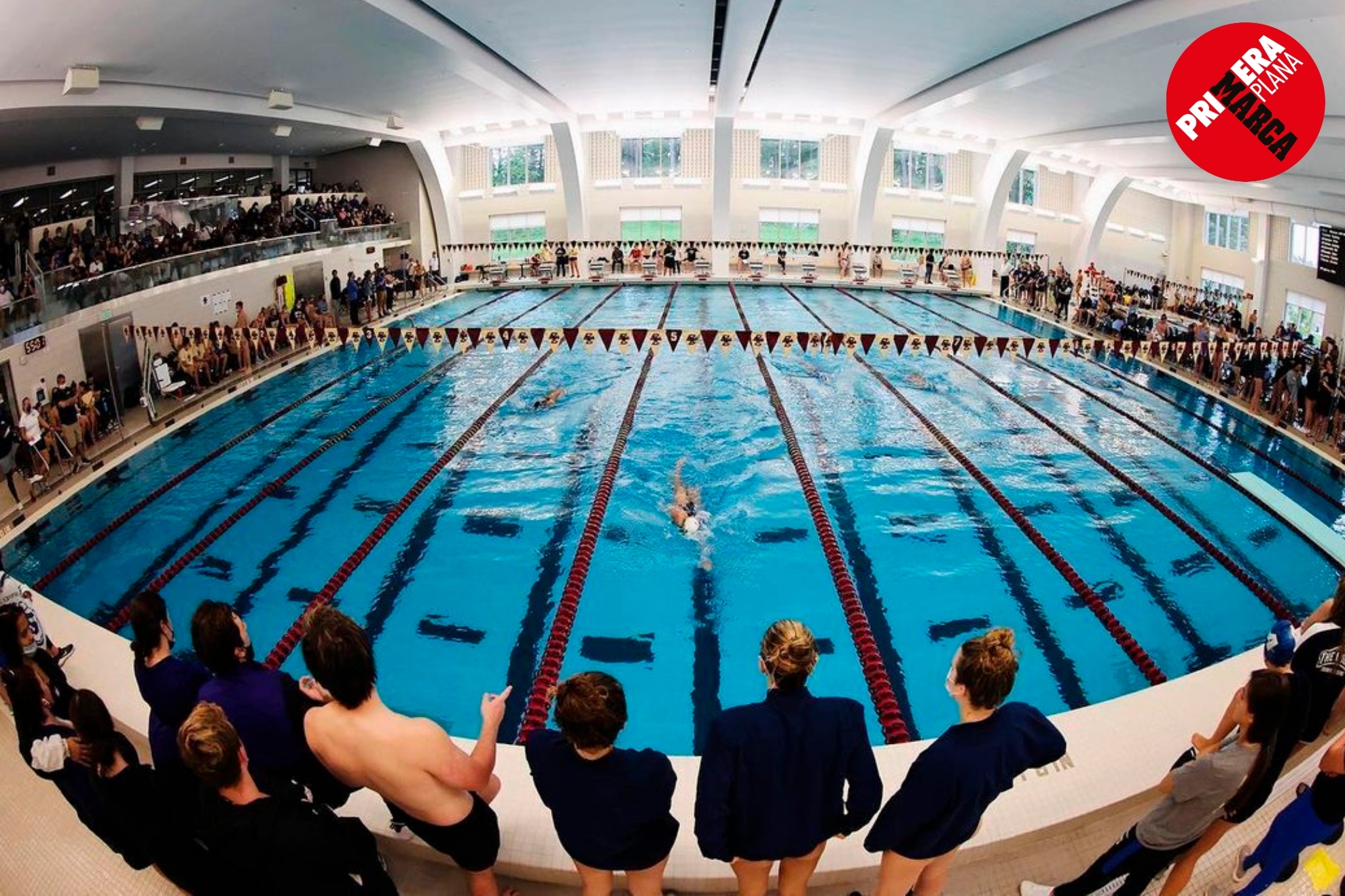 Imagen de una competición de natación en las instalaciones del Boston College.