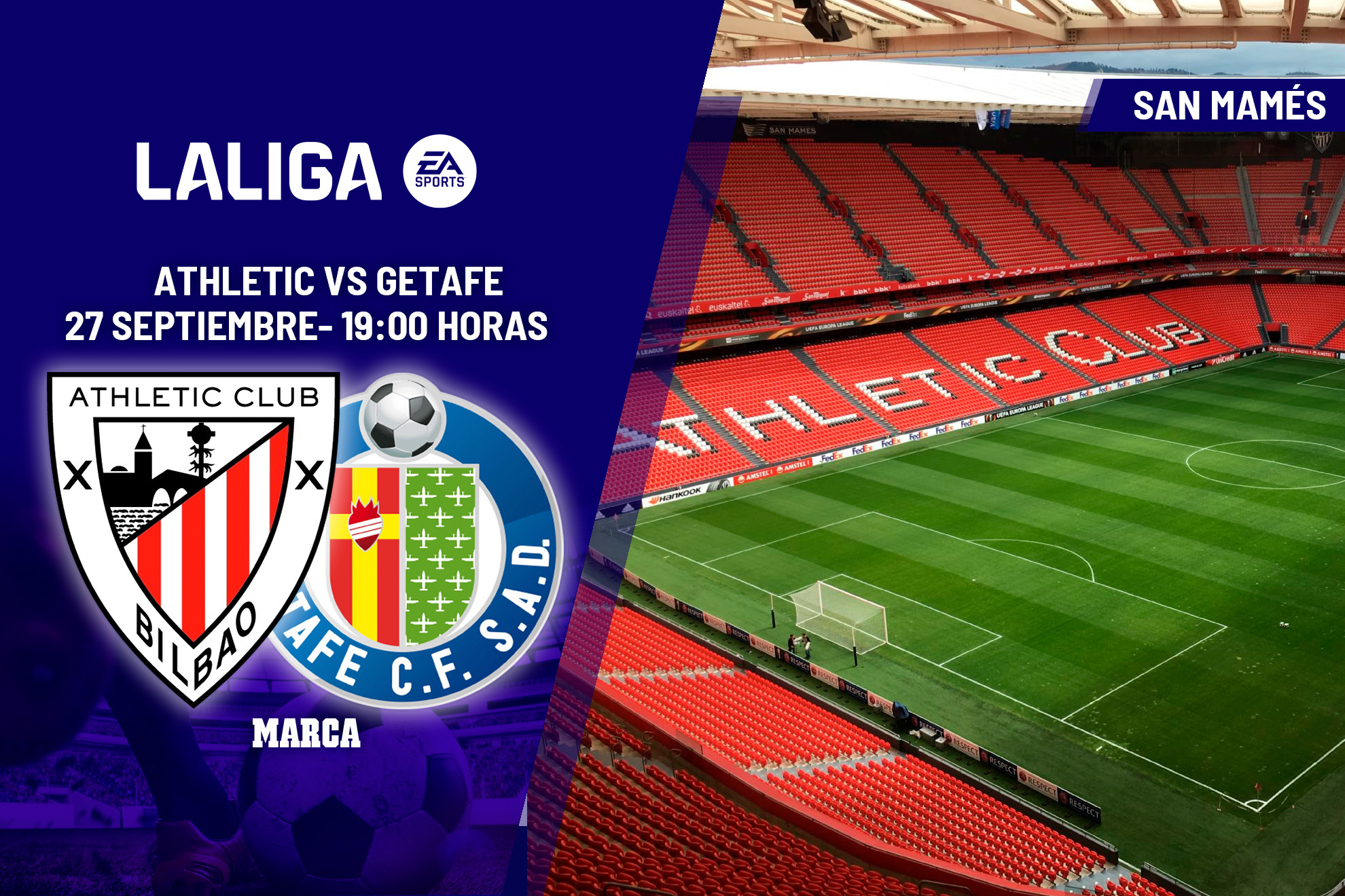 Athletic Club - Getafe: horario y dónde ver en TV hoy la jornada 7 de LaLiga EA Sports