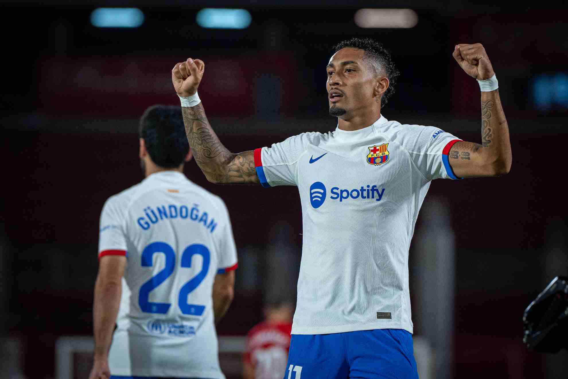 Raphinha celebra un gol en Mallorca