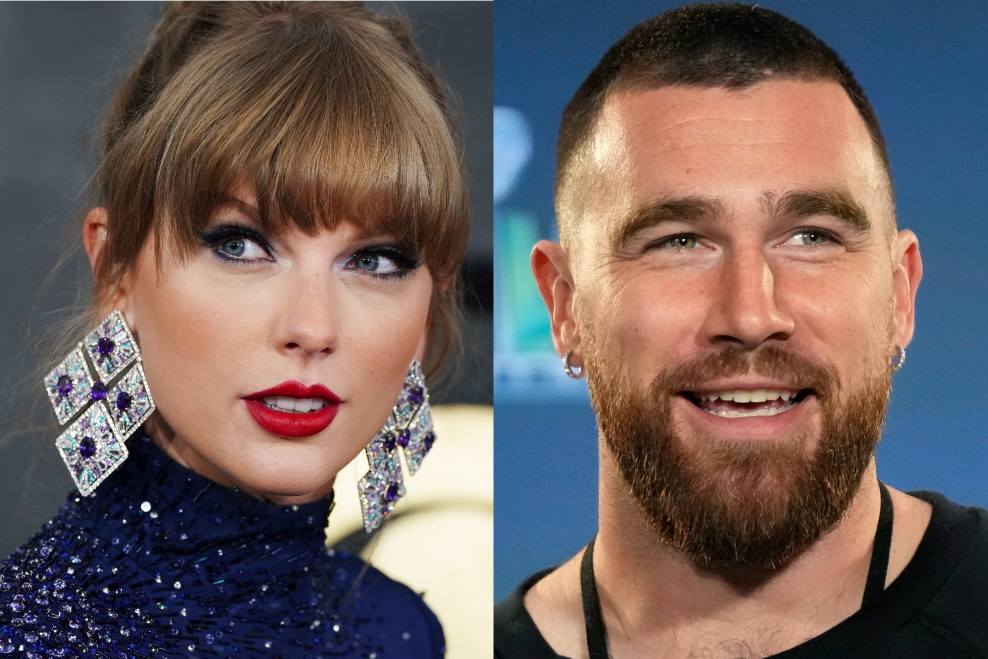 Pop star Taylor Swift and Chiefs' tight end Travis Kelce.