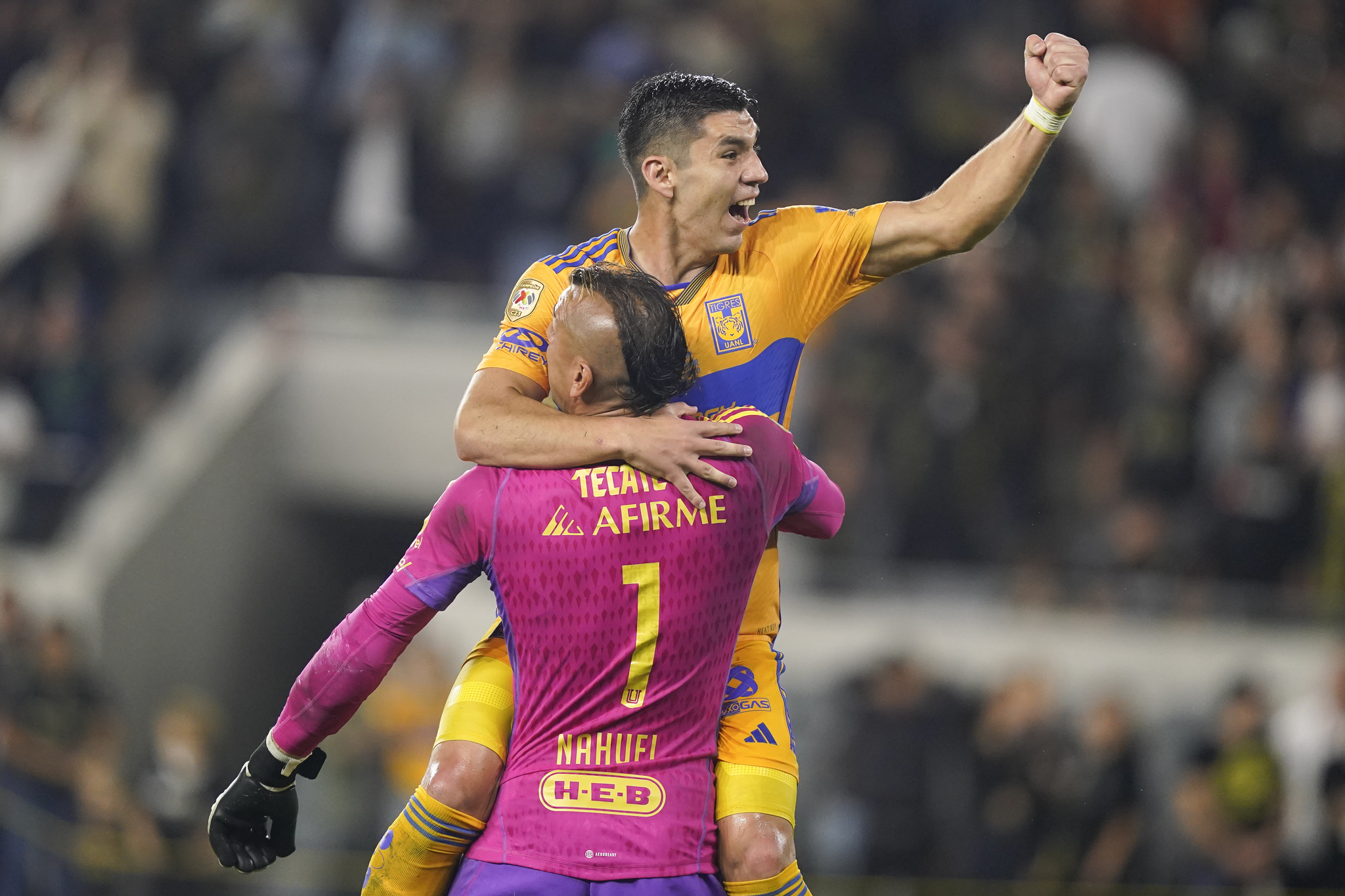 Tigres celebrate their crown in the 2023 Campeones Cup final.