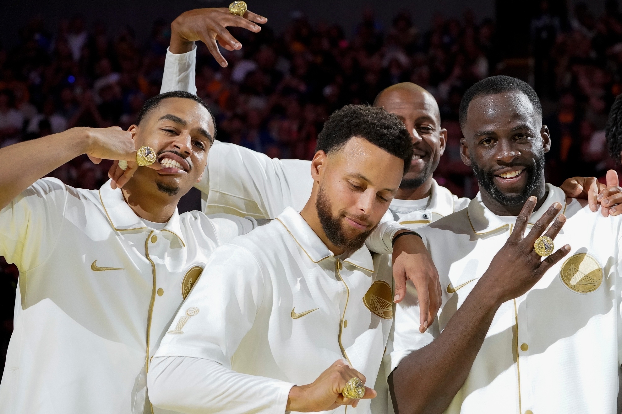 Golden State Warriors celebrating a championship.