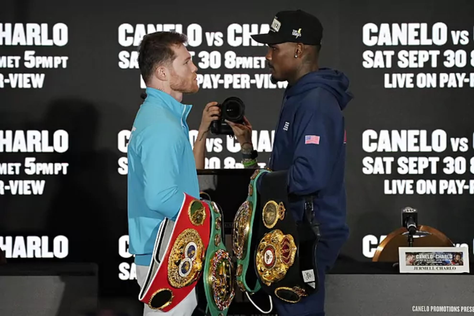 Canelo Alvarez vs. Jermell Charlo face off at weigh-in, teasing an epic Saturday showdown