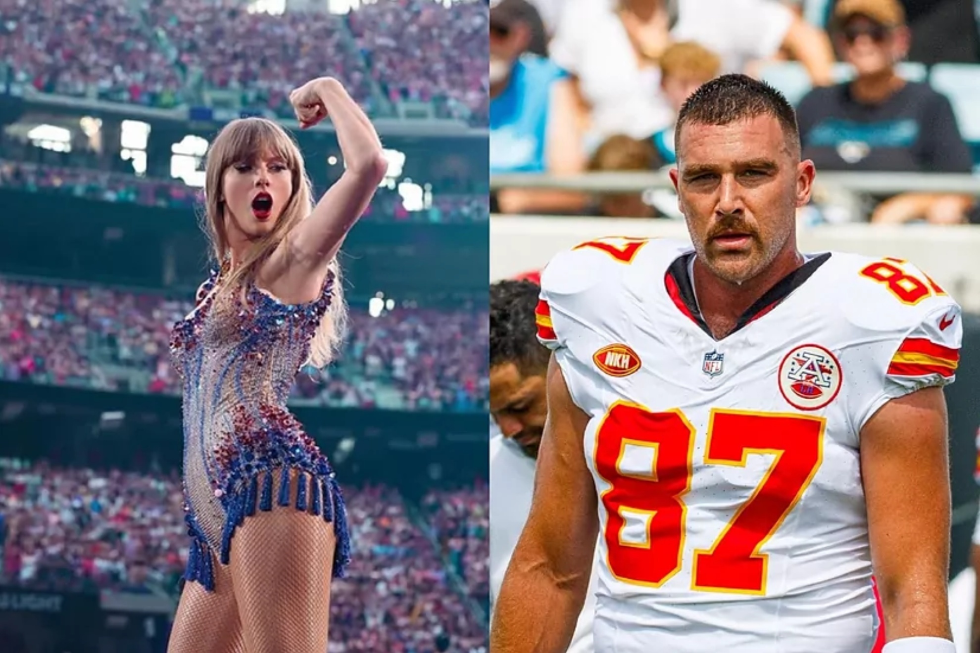 Pop superstar Taylor Swift and Chiefs' tight end Travis Kelce.
