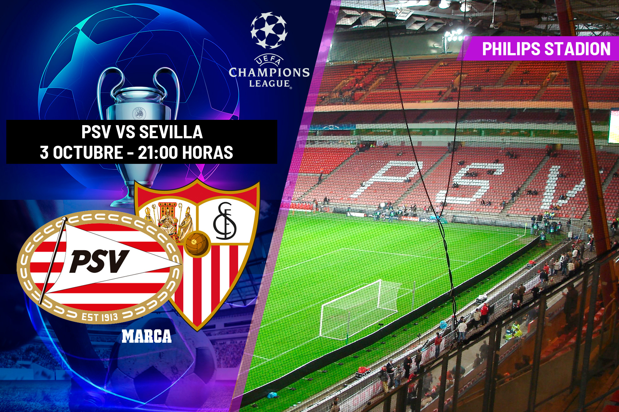 PSV - Sevilla: horario, canal y dónde ver en TV hoy el partido de Champions League