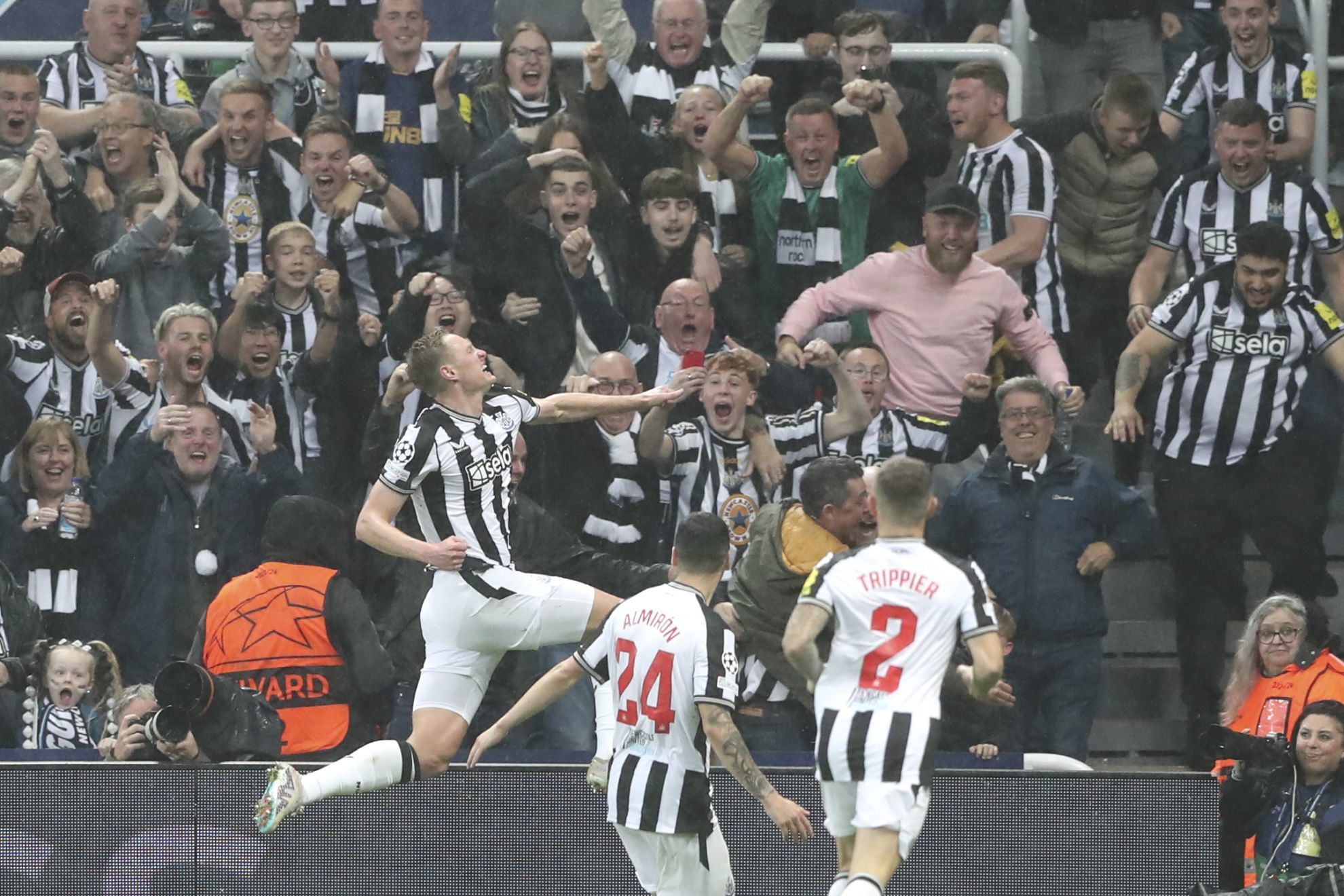 Newcastle celebrate during their win over PSG