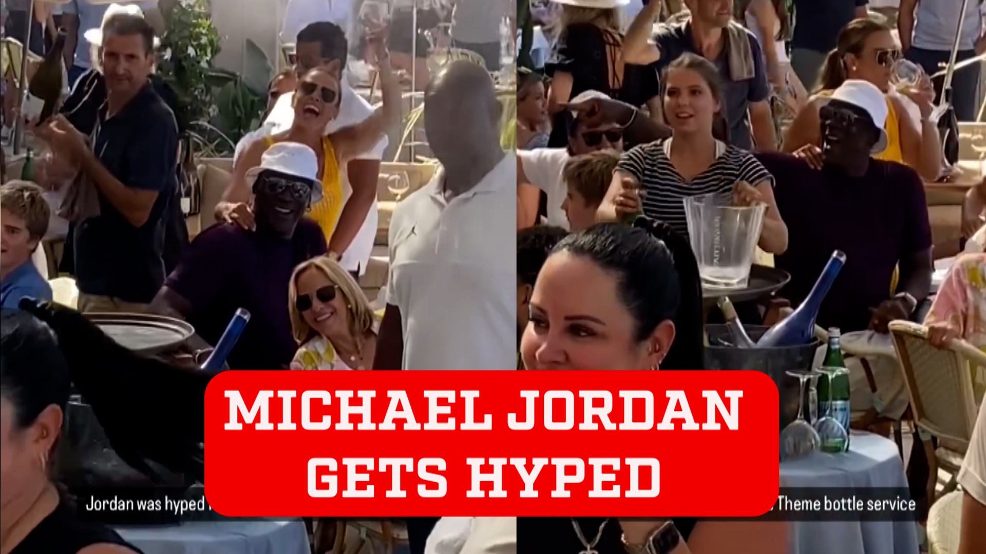 Michael Jordan gets hyped during boozy lunch as restaurant staff play Bulls entrance song