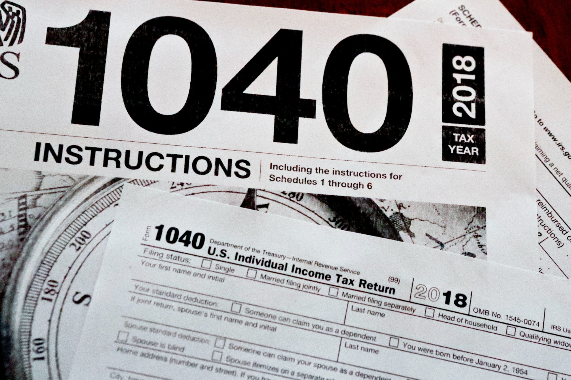 Forms printed from the IRS used for U.S. federal tax returns.