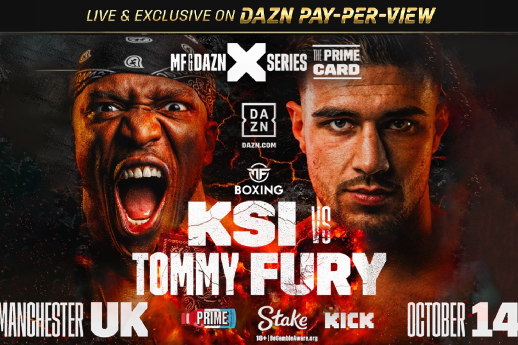The KSI vs Tommy Fury fight will take place this Saturday, October 14