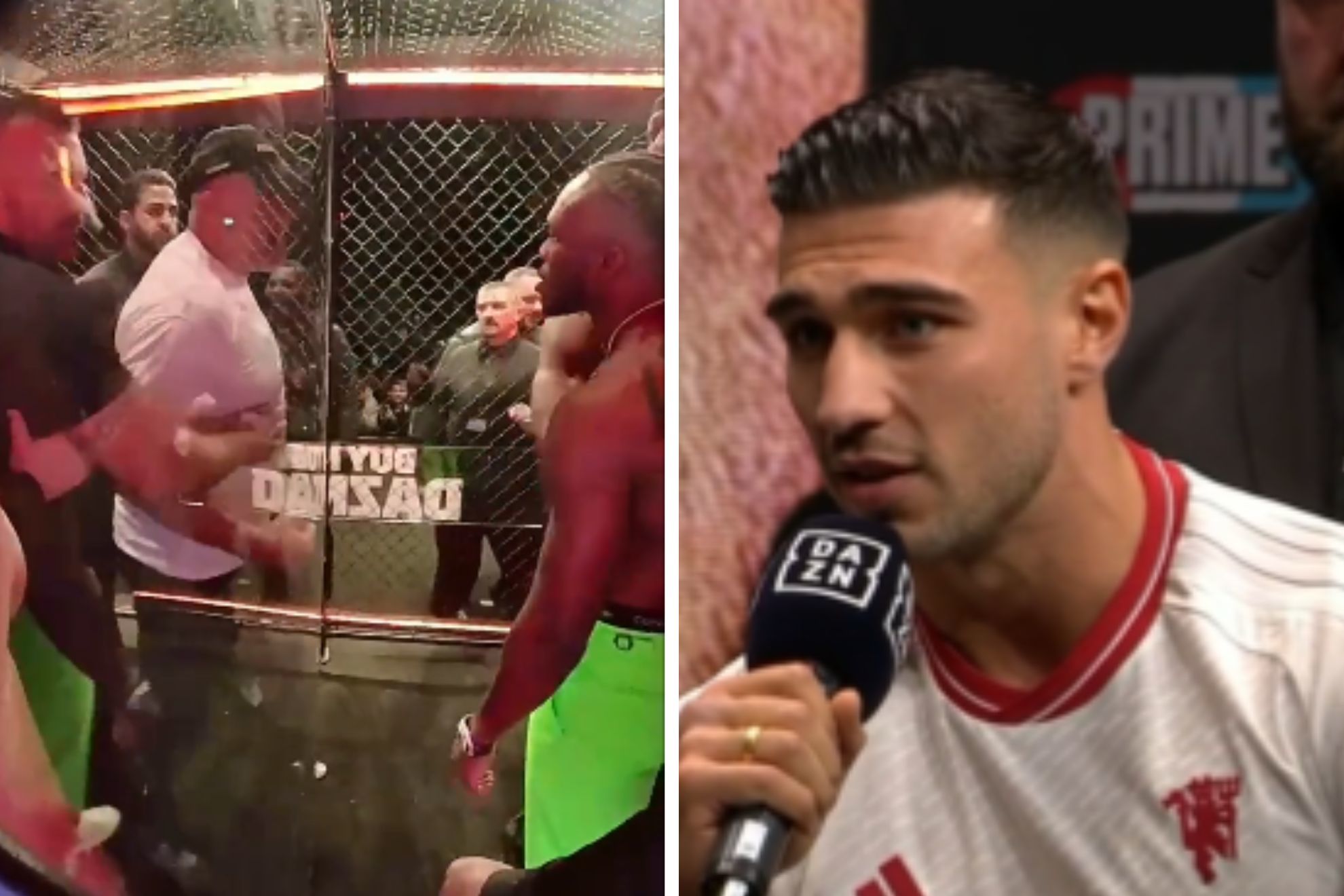 John Fury tries to attack KSI inside cage, Tommy Fury pampers himself
