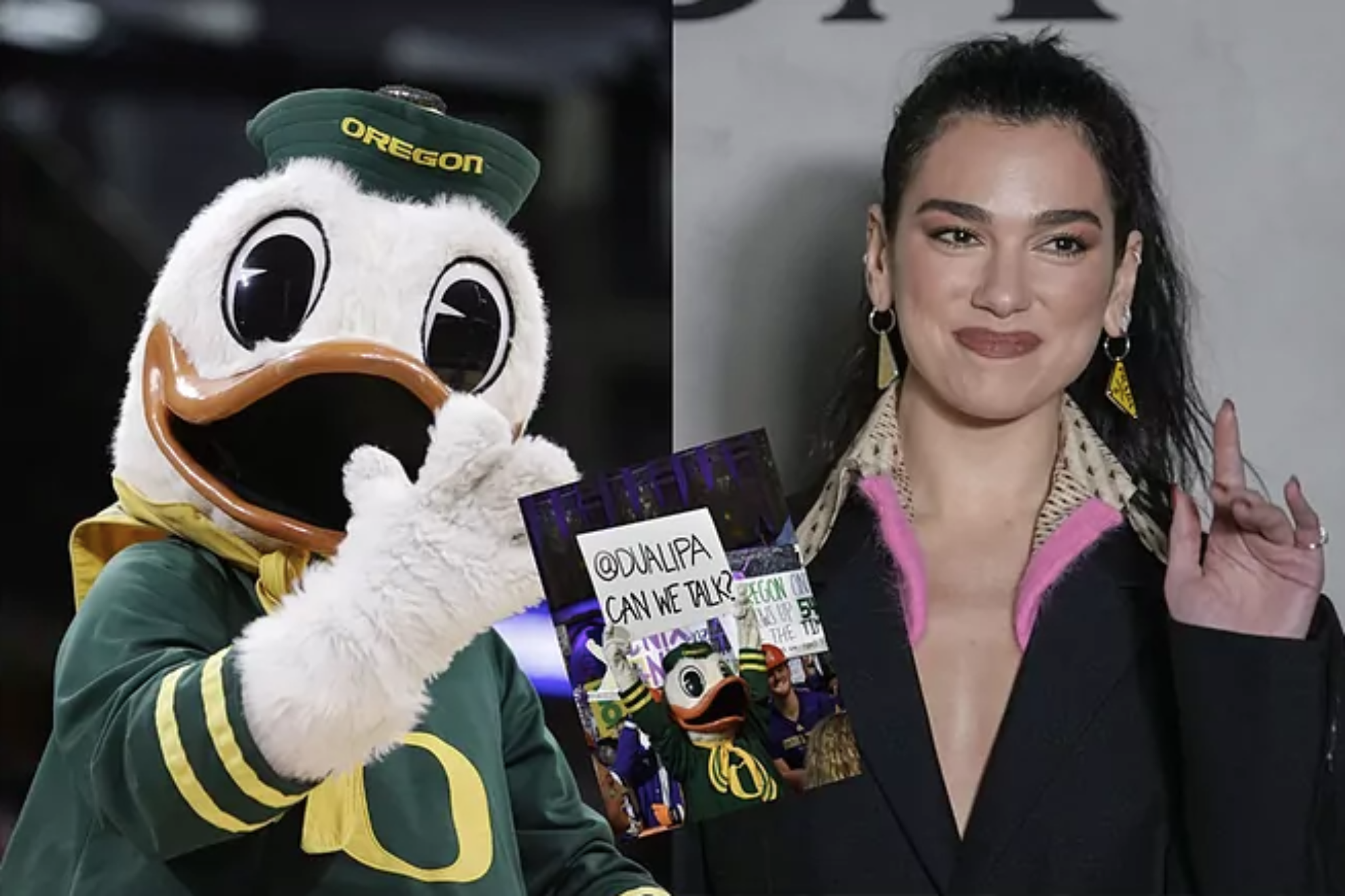 Oregon Ducks mascot goes all out in attempt to woo Dua Lipa