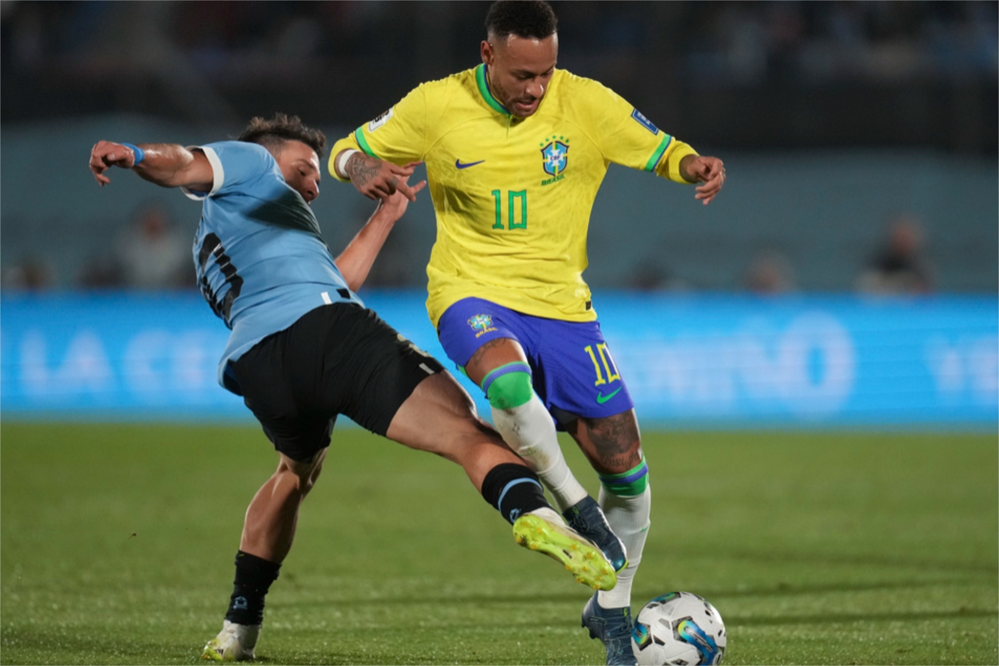Neymar got injured in Brazil's WC qulaifier game against Uruguay on Tuesday