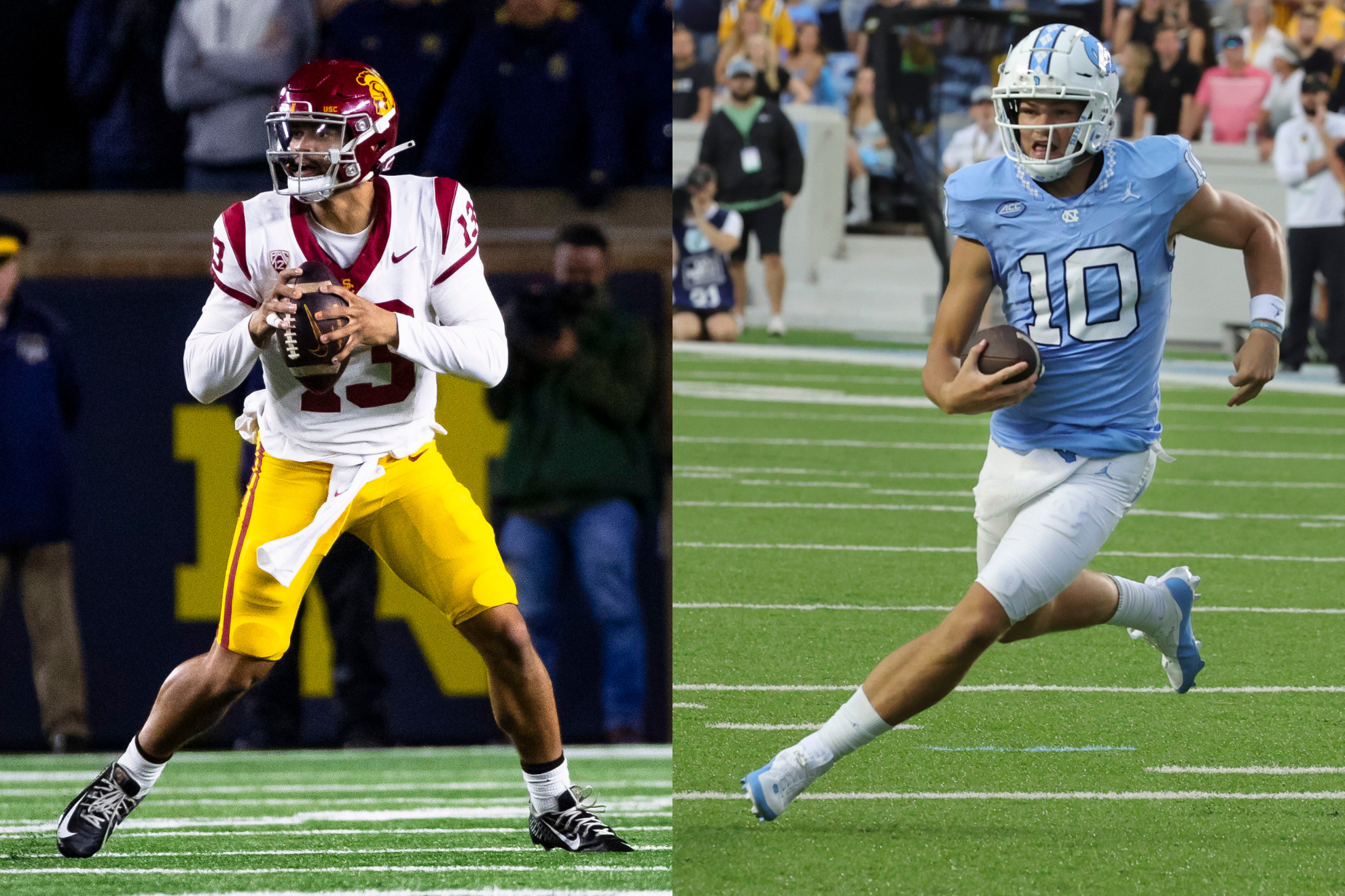 Caleb Williams and Drake Maye are projected to be the top two picks in the 2024 NFL Draft.