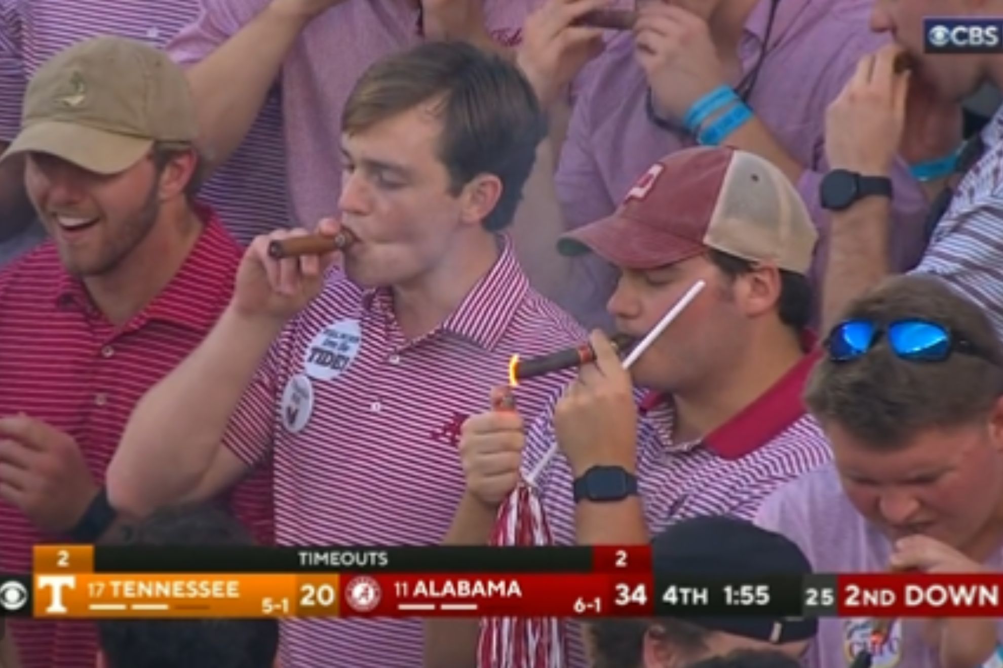 Alabama fans smoke cigars after 27-0 scoring run completes comeback vs. Tennessee